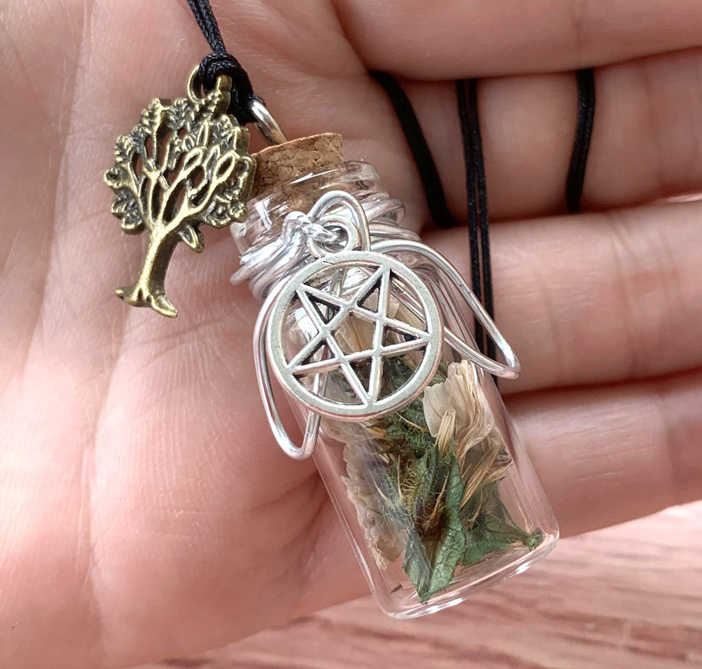Witchcraft Necklace, Spell Jar Necklace, Spiritual Focus Spell Necklace, Spell Bottle Necklace, Witchy Jewelry, Pagan Necklace, Witchy Gifts