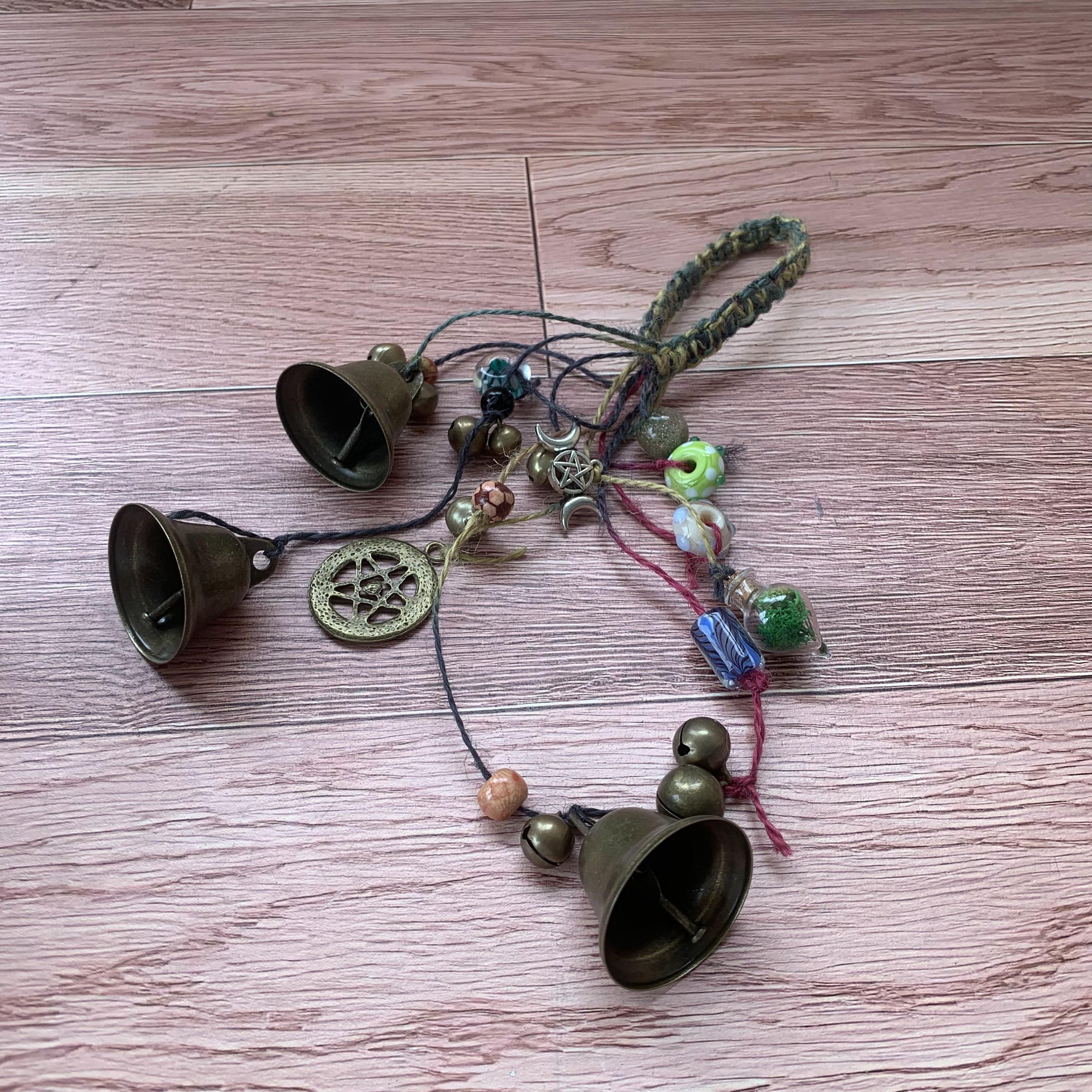 Handmade Witch Bells, Witch Bells and Wind Chimes, Hanging Bells for Wreath, Witchy Decor Wall Art, Pagan Decor, Spiritual Ward Gifts