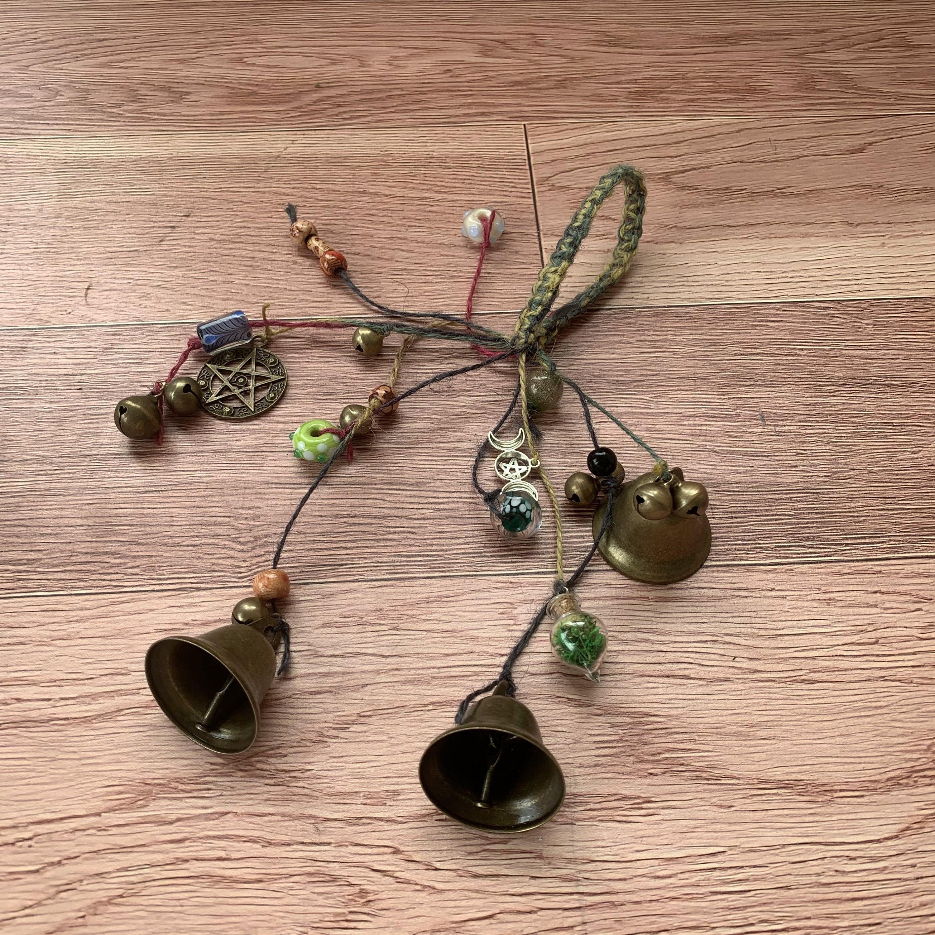 Handmade Witch Bells, Witch Bells and Wind Chimes, Hanging Bells for Wreath, Witchy Decor Wall Art, Pagan Decor, Spiritual Ward Gifts