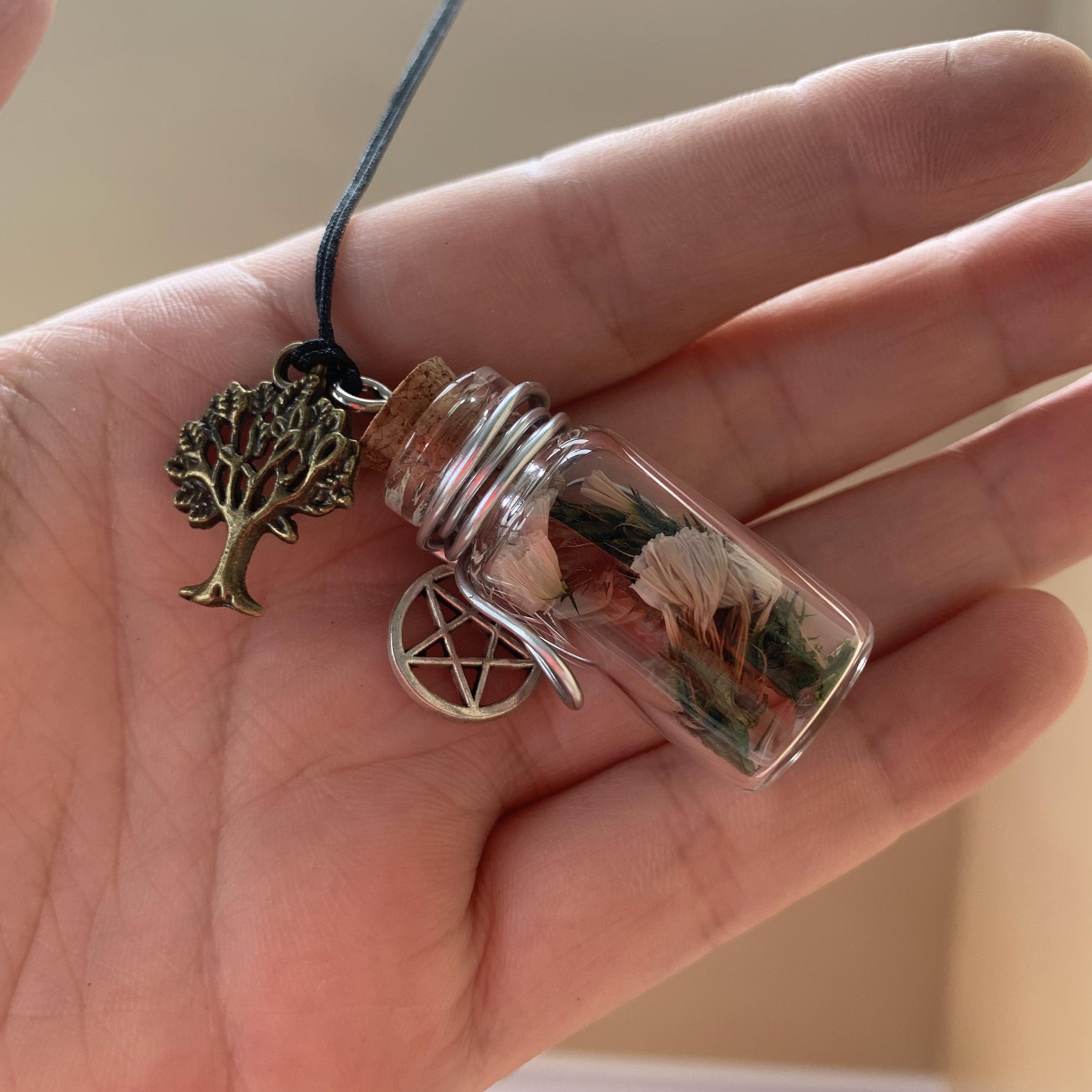 Witchcraft Necklace, Spell Jar Necklace, Spiritual Focus Spell Necklace, Spell Bottle Necklace, Witchy Jewelry, Pagan Necklace, Witchy Gifts