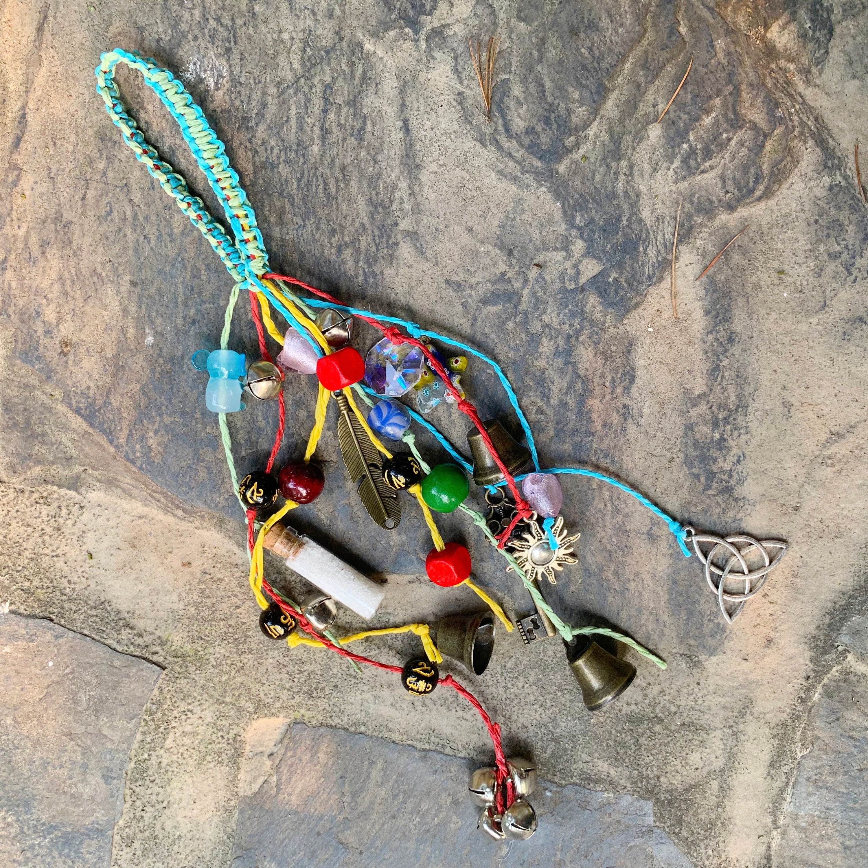 Woven Witch Bells for Door Protection, Hanging Bells for Temple, Door Knob Bells, Vintage Bells for Protection. Wicca Gifts