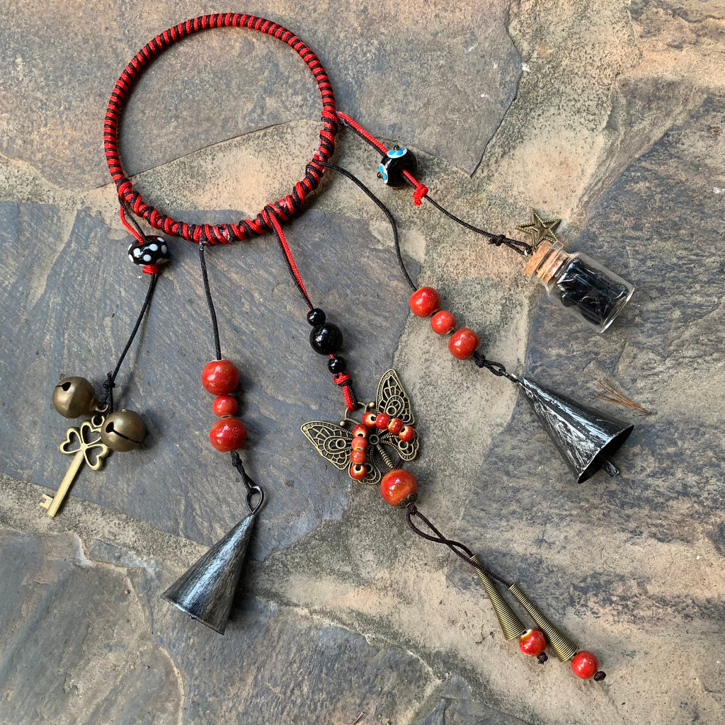 Witch Bells Wreath, Witch Bells for Door Protection, Witch Bells for Door Knob, Doorknob Protection Bell, Wreath Wind Chimes,Witchcraft