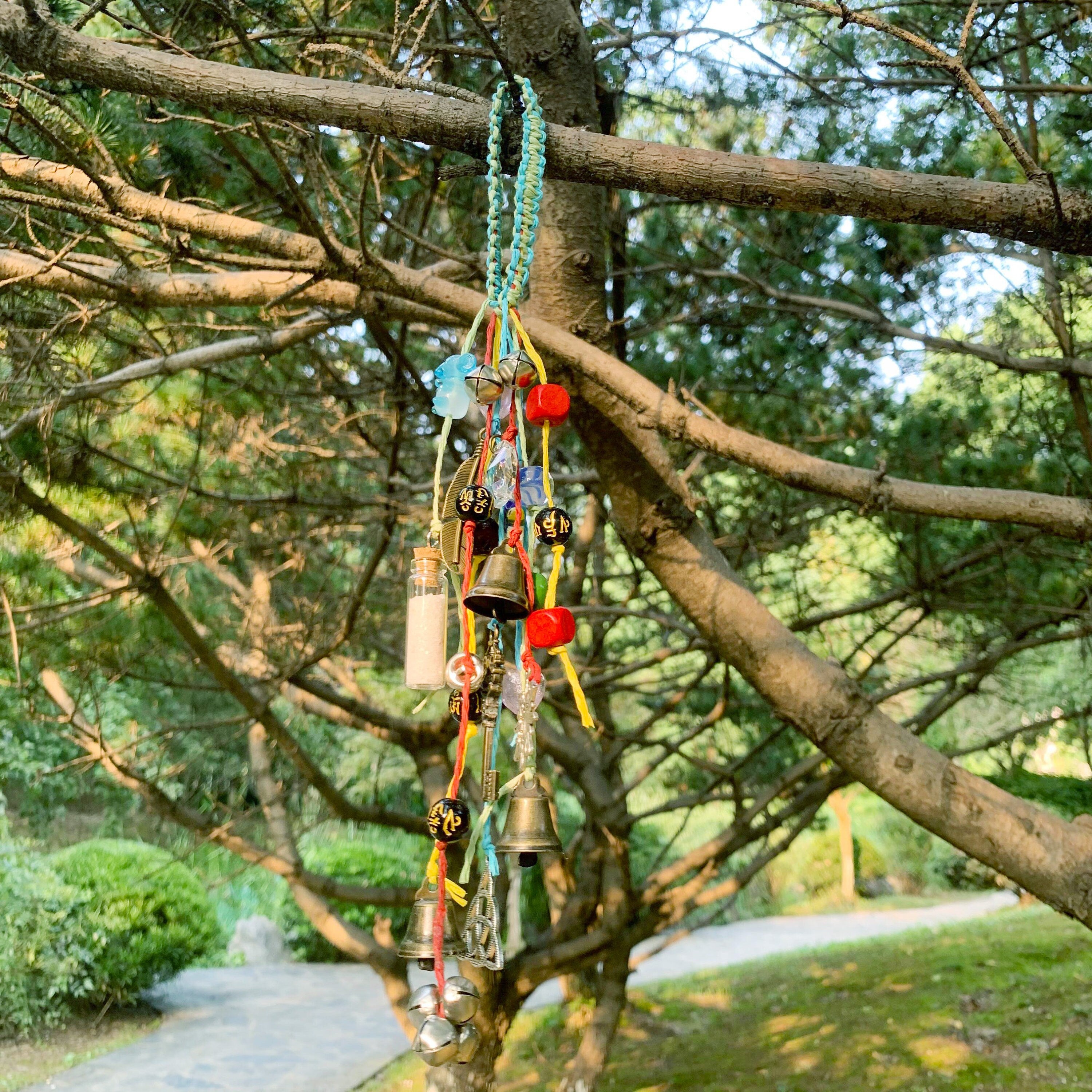 Woven Witch Bells for Door Protection, Hanging Bells for Temple, Door Knob Bells, Vintage Bells for Protection. Wicca Gifts