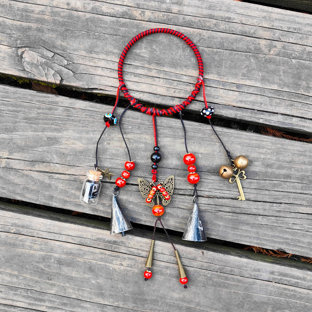 Witch Bells Wreath, Witch Bells for Door Protection, Witch Bells for Door Knob, Doorknob Protection Bell, Wreath Wind Chimes,Witchcraft