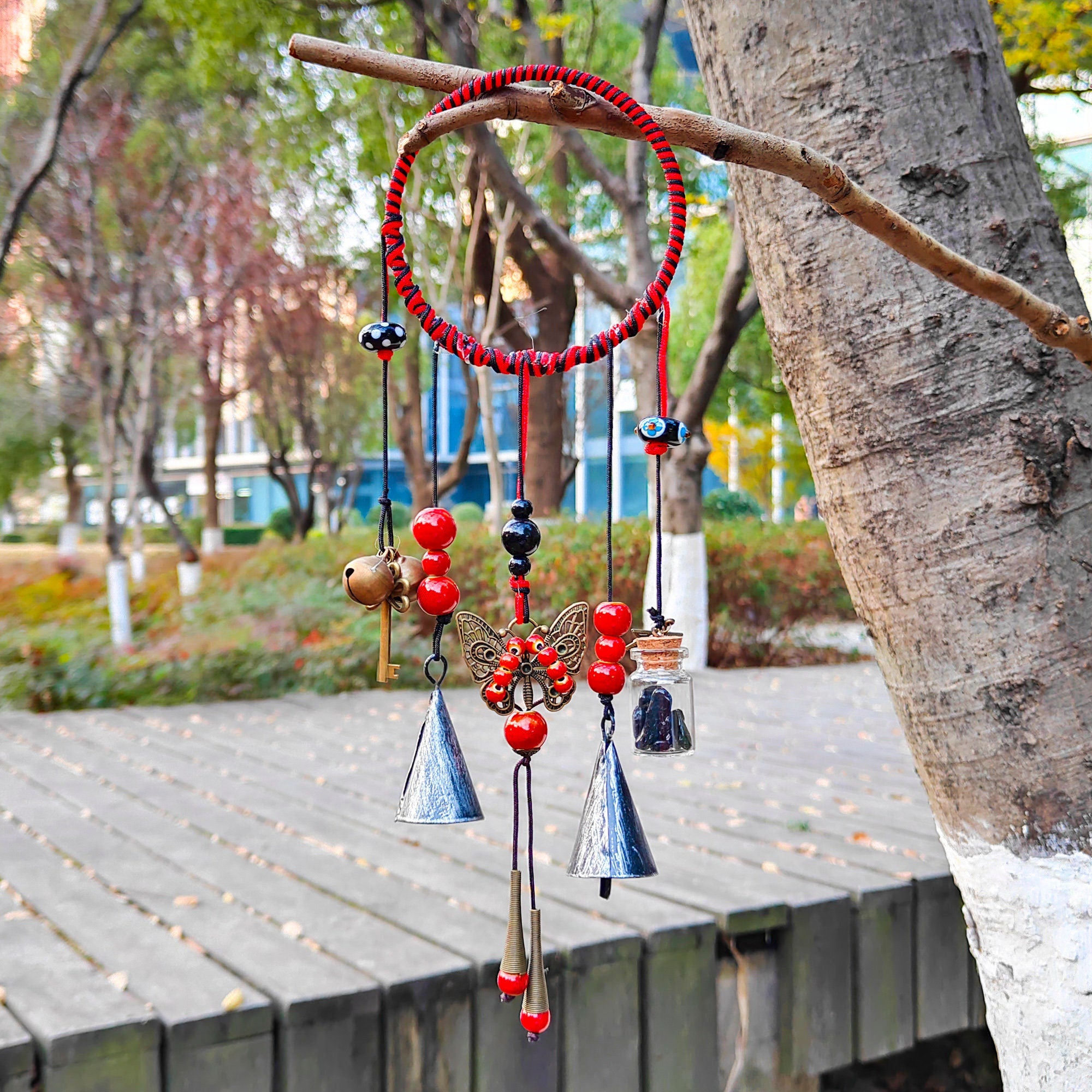 Witch Bells Wreath, Witch Bells for Door Protection, Witch Bells for Door Knob, Doorknob Protection Bell, Wreath Wind Chimes,Witchcraft