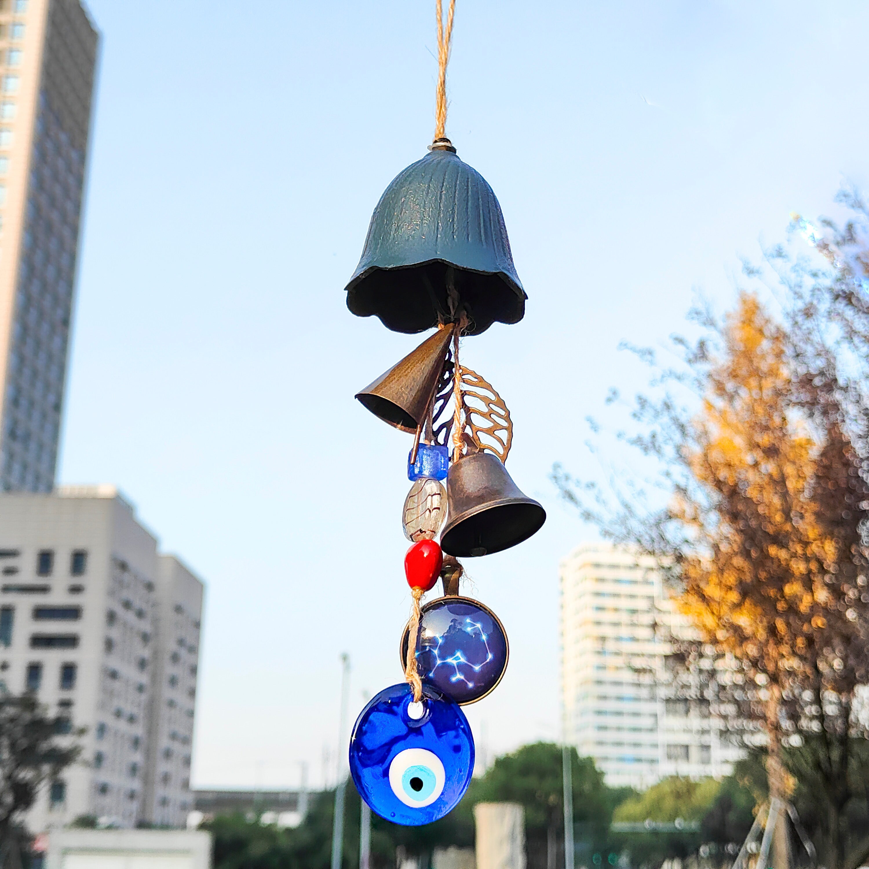 Evil Eyes Witch Bells, Witch Bells for Door Protection, Hanging Bells for Temple, Protection Bells for Bedroom, Constellation Bell