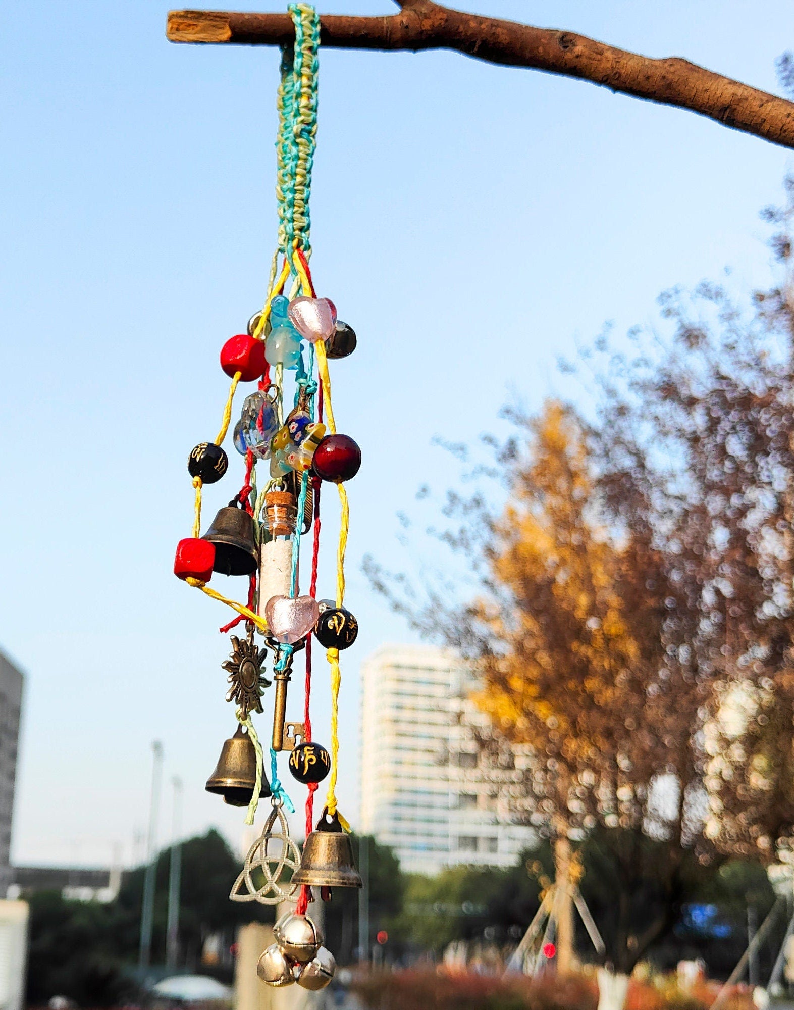 Woven Witch Bells for Door Protection, Hanging Bells for Temple, Door Knob Bells, Vintage Bells for Protection. Wicca Gifts