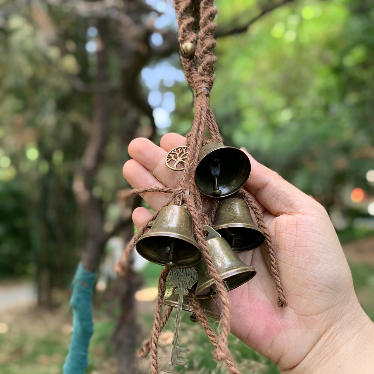 Brown Witch Bells for Home Protection, Witch Bells for Door Knob , Hanging Vintage Bells , Witchy Decorations, Witch Gifts