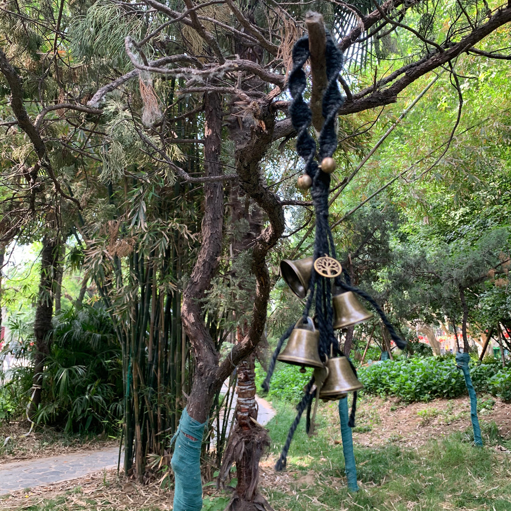 Black Hanging Bells for Home Protection, Halloween witch bell, Altar Tools, Handmade Gift for Mom, Witchcraft Decor for Home