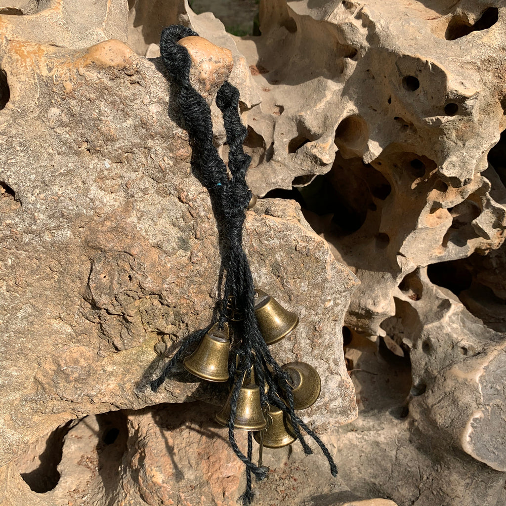 Black Hanging Bells for Home Protection, Halloween witch bell, Altar Tools, Handmade Gift for Mom, Witchcraft Decor for Home