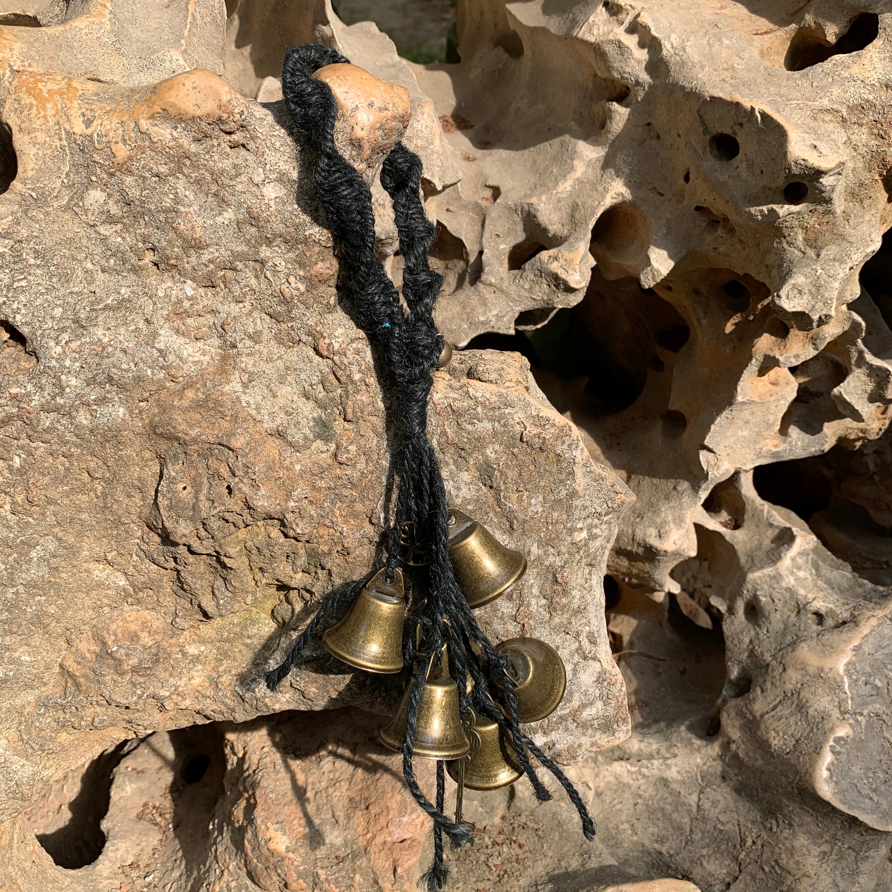 Black Hanging Bells for Home Protection, Halloween witch bell, Altar Tools, Handmade Gift for Mom, Witchcraft Decor for Home