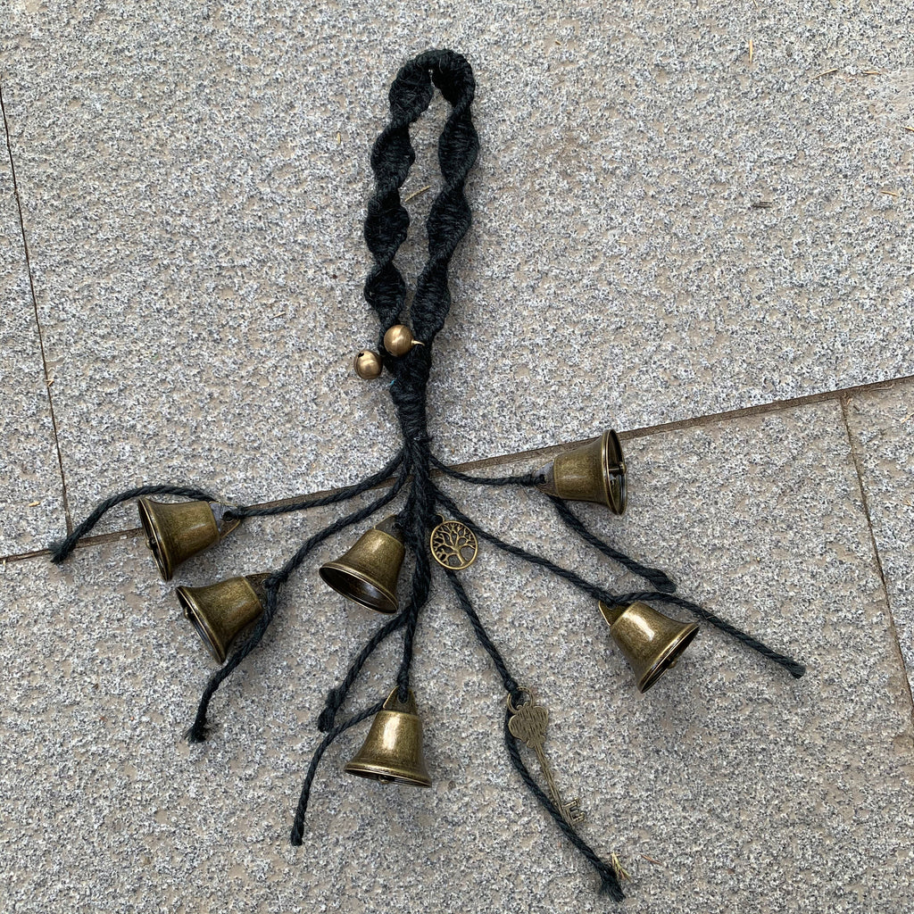 Black Hanging Bells for Home Protection, Halloween witch bell, Altar Tools, Handmade Gift for Mom, Witchcraft Decor for Home