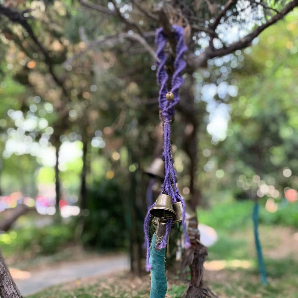 Purple Hanging Witch Bells for Protection, Witch Bells for Protection, Witchy Decor Outdoor, Spiritual Ward Gift, Magic Witch Bells
