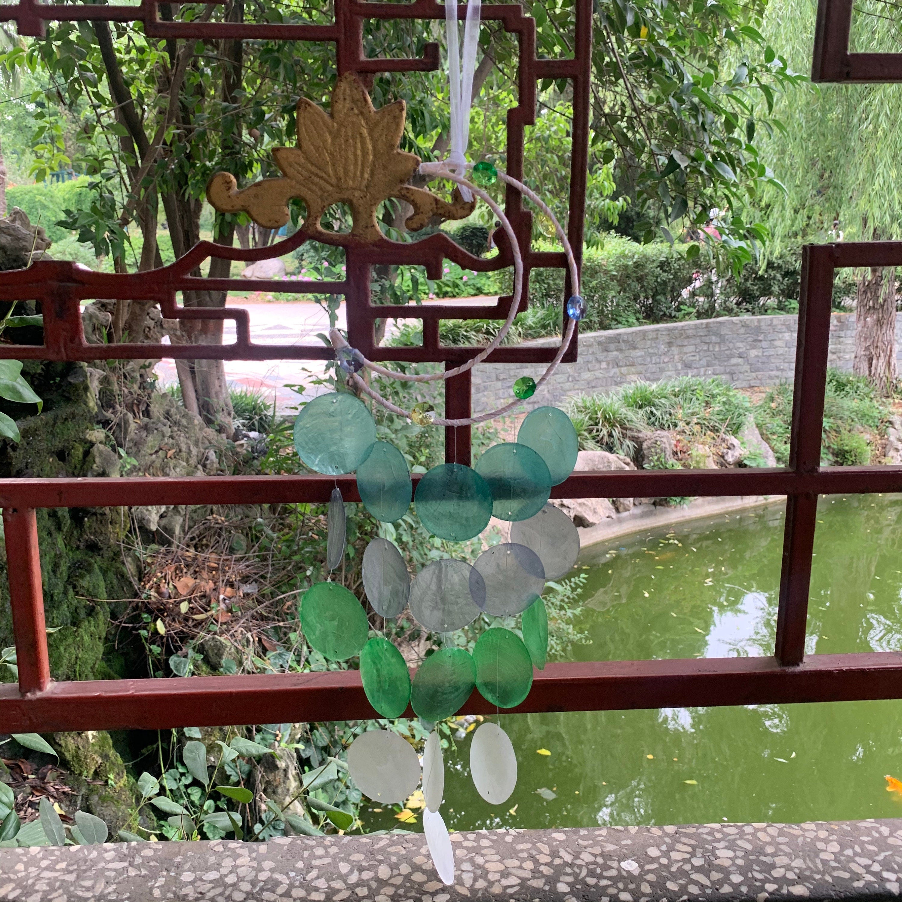 Handmade Capiz Shell Windchimes, Moon Beach Wind Chime, Capiz Shell Mobile,  Beach Home Decor, Garden Hanging Decoration, Unique Gift