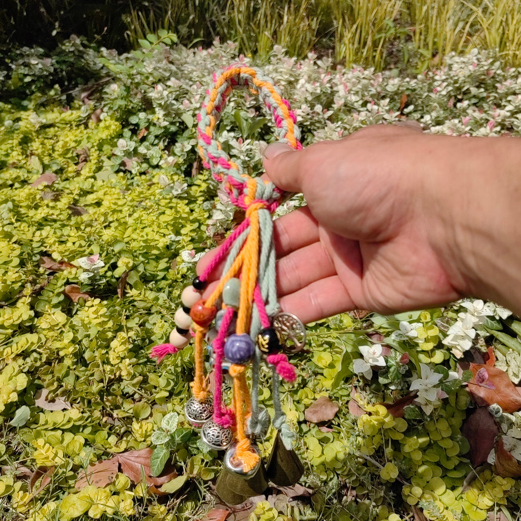 Woven Hanging Witch Bells for Protection, Witch Bells and Wind Chimes Wiccan Altar, Hanging Bells for Temple, Door Protection Charm