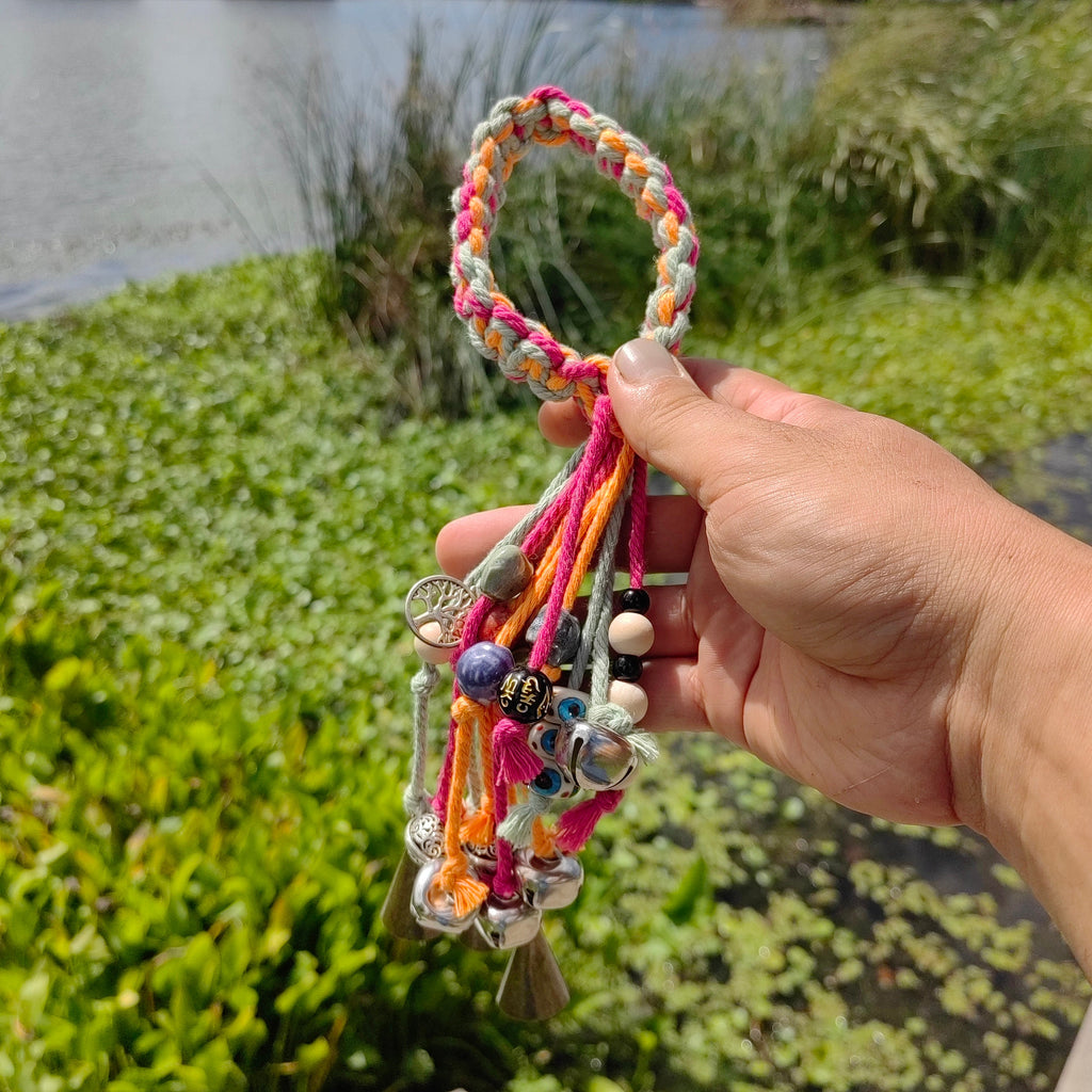 Woven Hanging Witch Bells for Protection, Witch Bells and Wind Chimes Wiccan Altar, Hanging Bells for Temple, Door Protection Charm