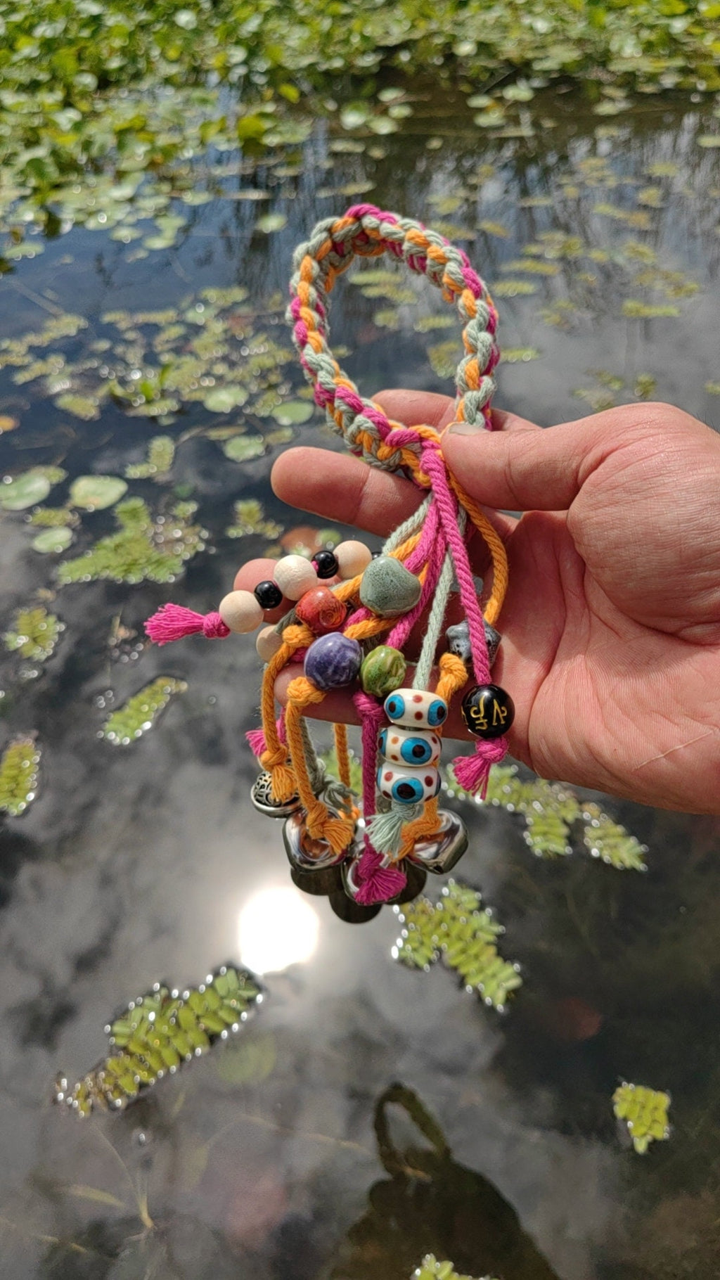 Woven Hanging Witch Bells for Protection, Witch Bells and Wind Chimes Wiccan Altar, Hanging Bells for Temple, Door Protection Charm