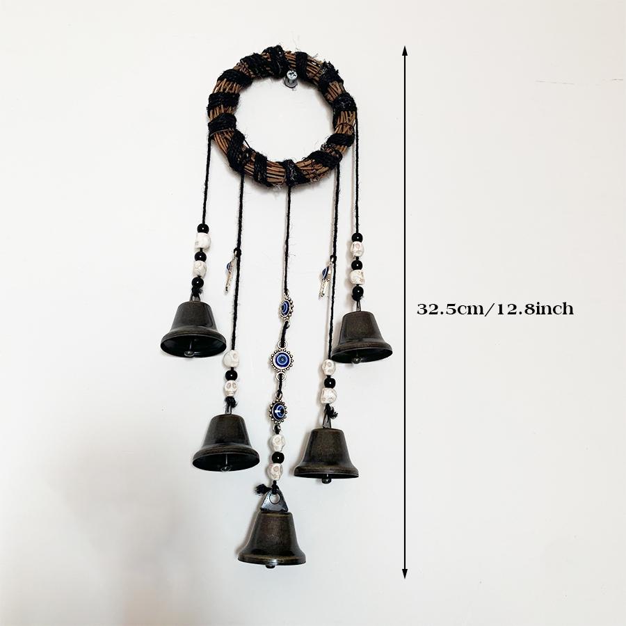 Evil Eyes Witch Bells for Door Knob, Hanging Witch Bells on Ropes, Wicca Altar House Doorknob Protection Bell, Witchy Gifts Decor
