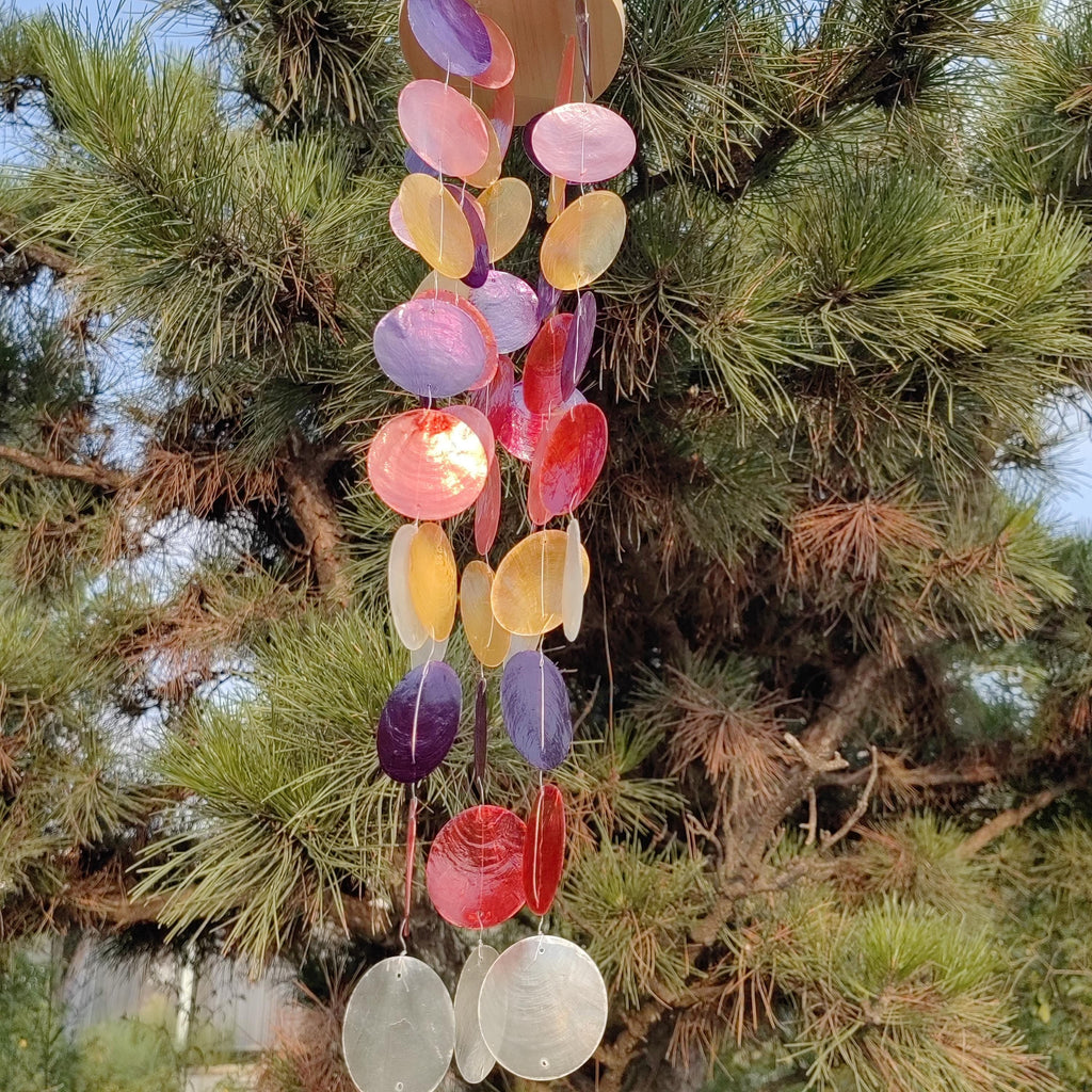 Handmade Rainbow Seashell Wind Chime, Handmade Colorful Shell Chime, B