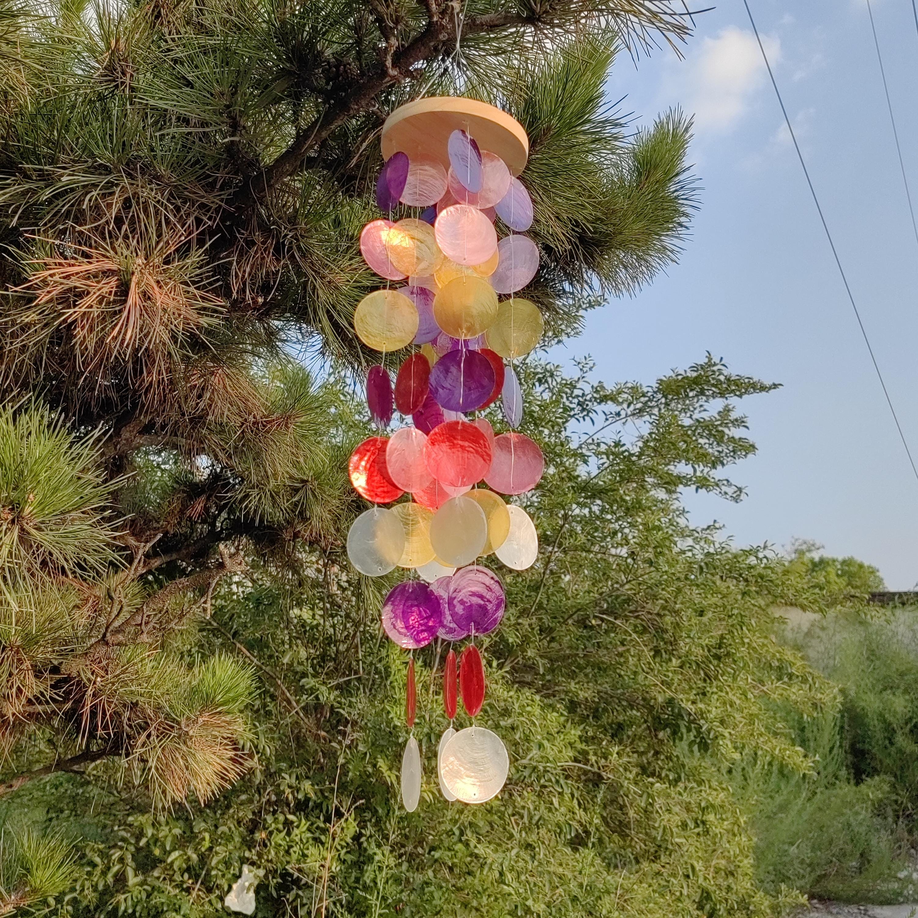 Handmade Rainbow Seashell Wind Chime, Handmade Colorful Shell Chime, Boho Coastal Decor, Rainbow Nursery Decor, Birthday Gifts
