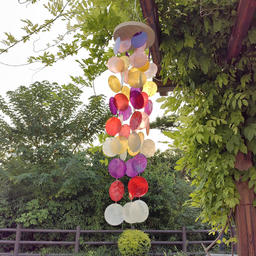 Handmade Rainbow Seashell Wind Chime, Handmade Colorful Shell Chime, B