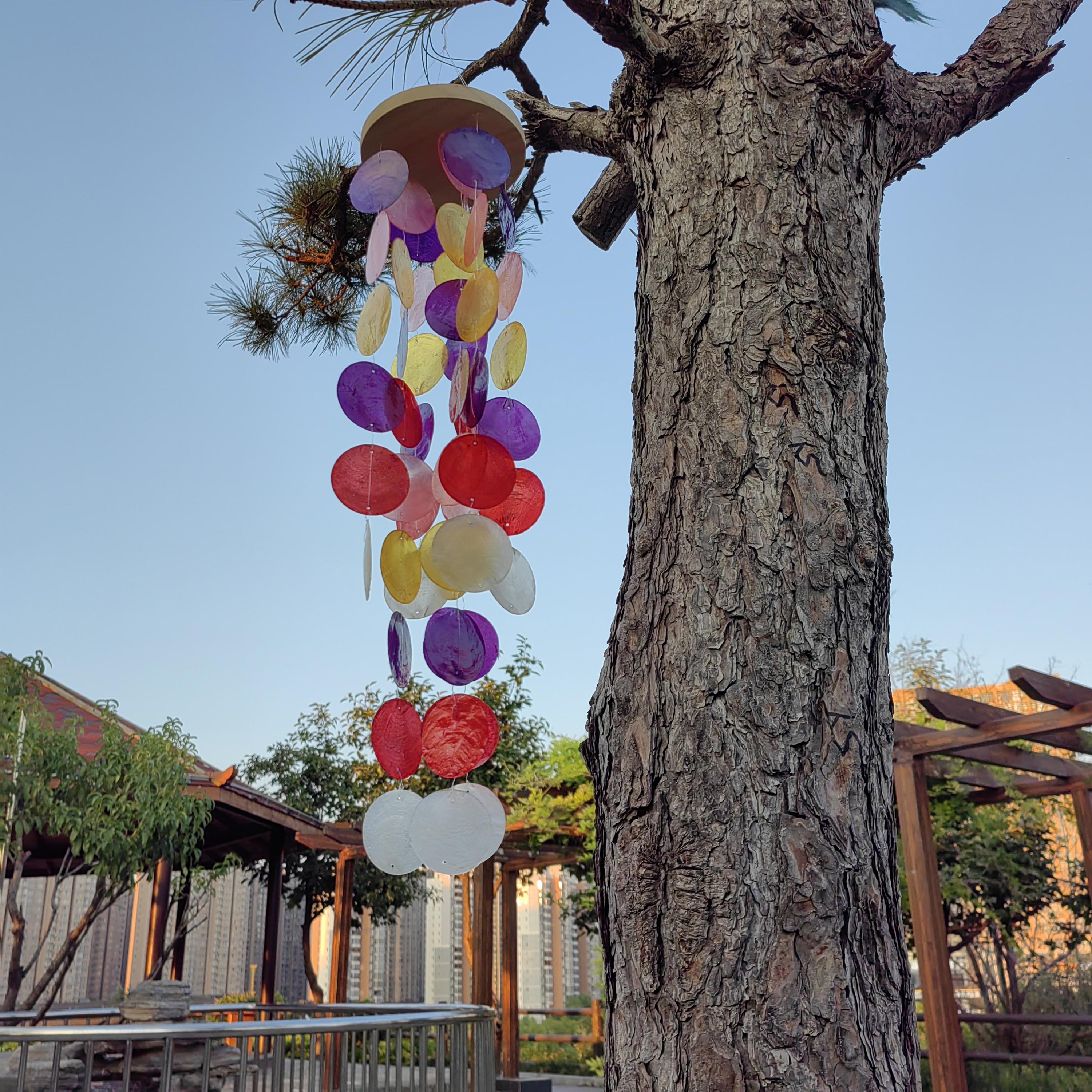 Handmade Rainbow Seashell Wind Chime, Handmade Colorful Shell Chime, Boho Coastal Decor, Rainbow Nursery Decor, Birthday Gifts