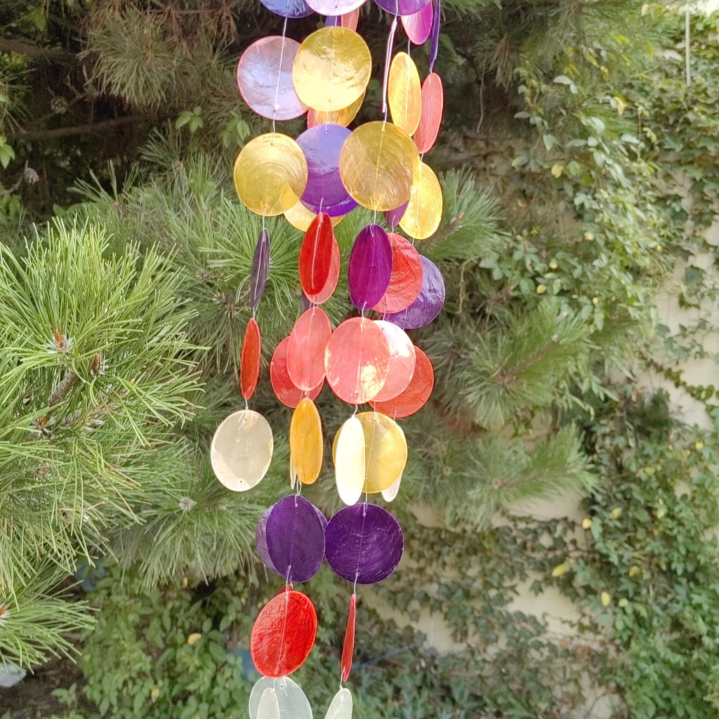 Handmade Rainbow Seashell Wind Chime, Handmade Colorful Shell Chime, B