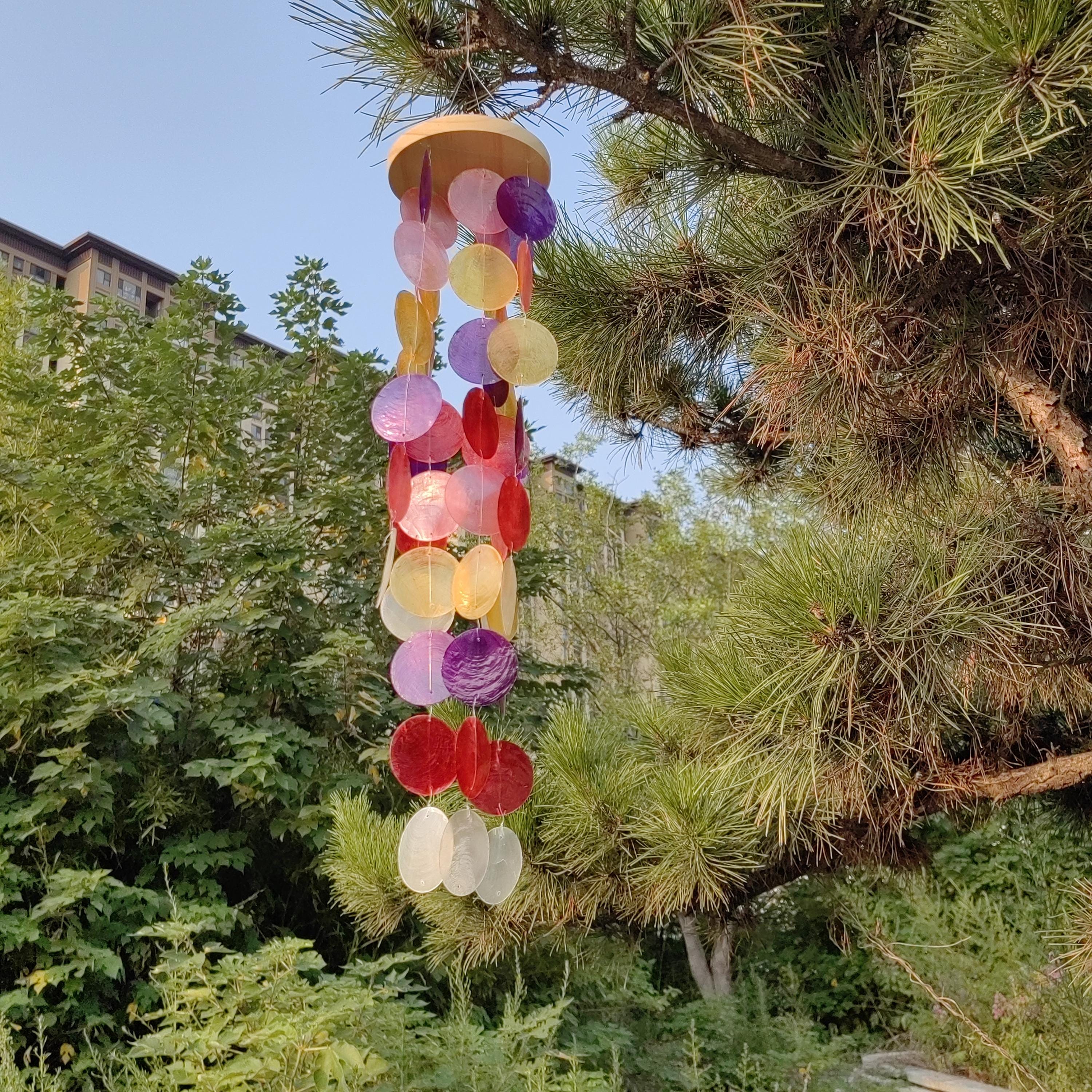 Handmade Rainbow Seashell Wind Chime, Handmade Colorful Shell Chime, B