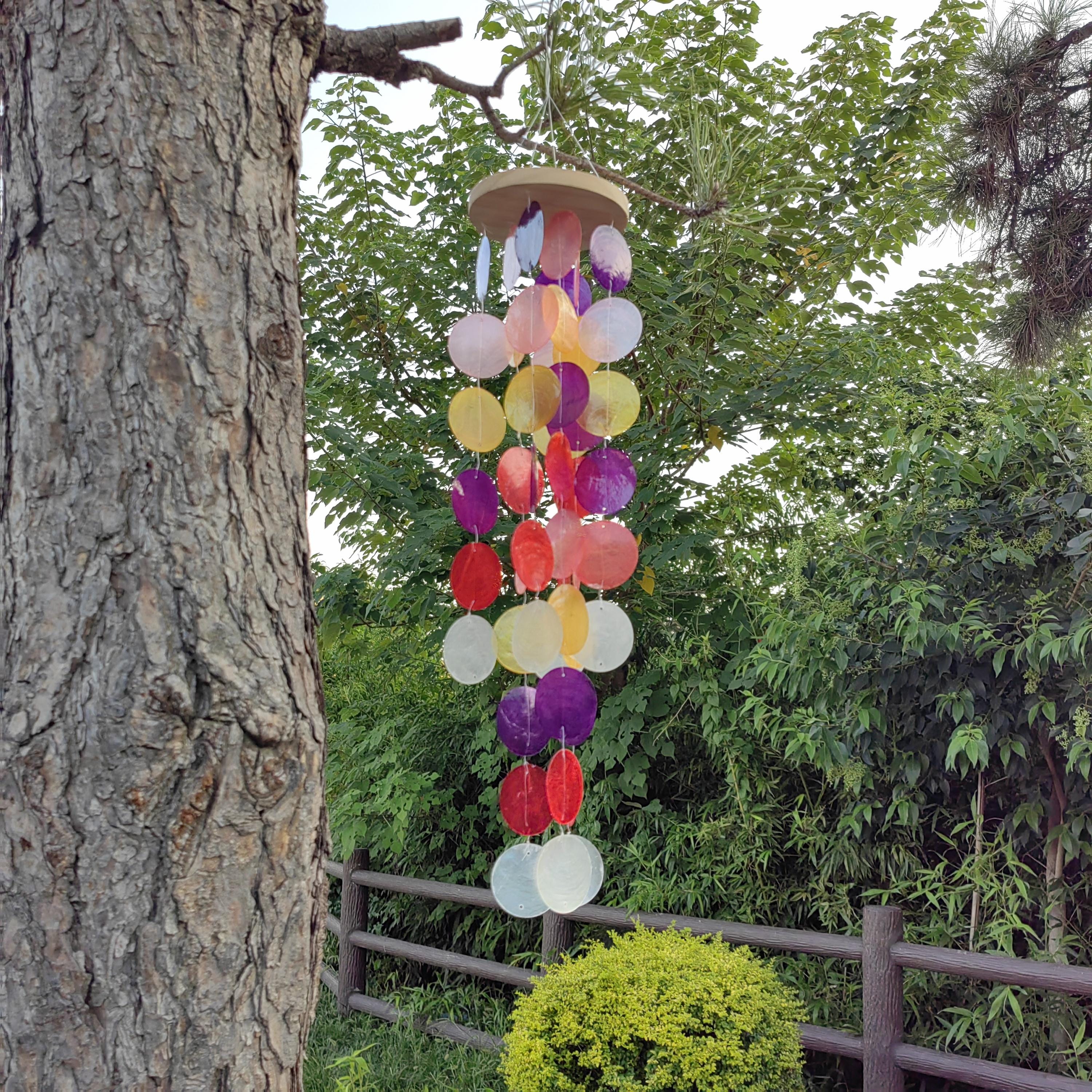 Handmade Rainbow Seashell Wind Chime, Handmade Colorful Shell Chime, B
