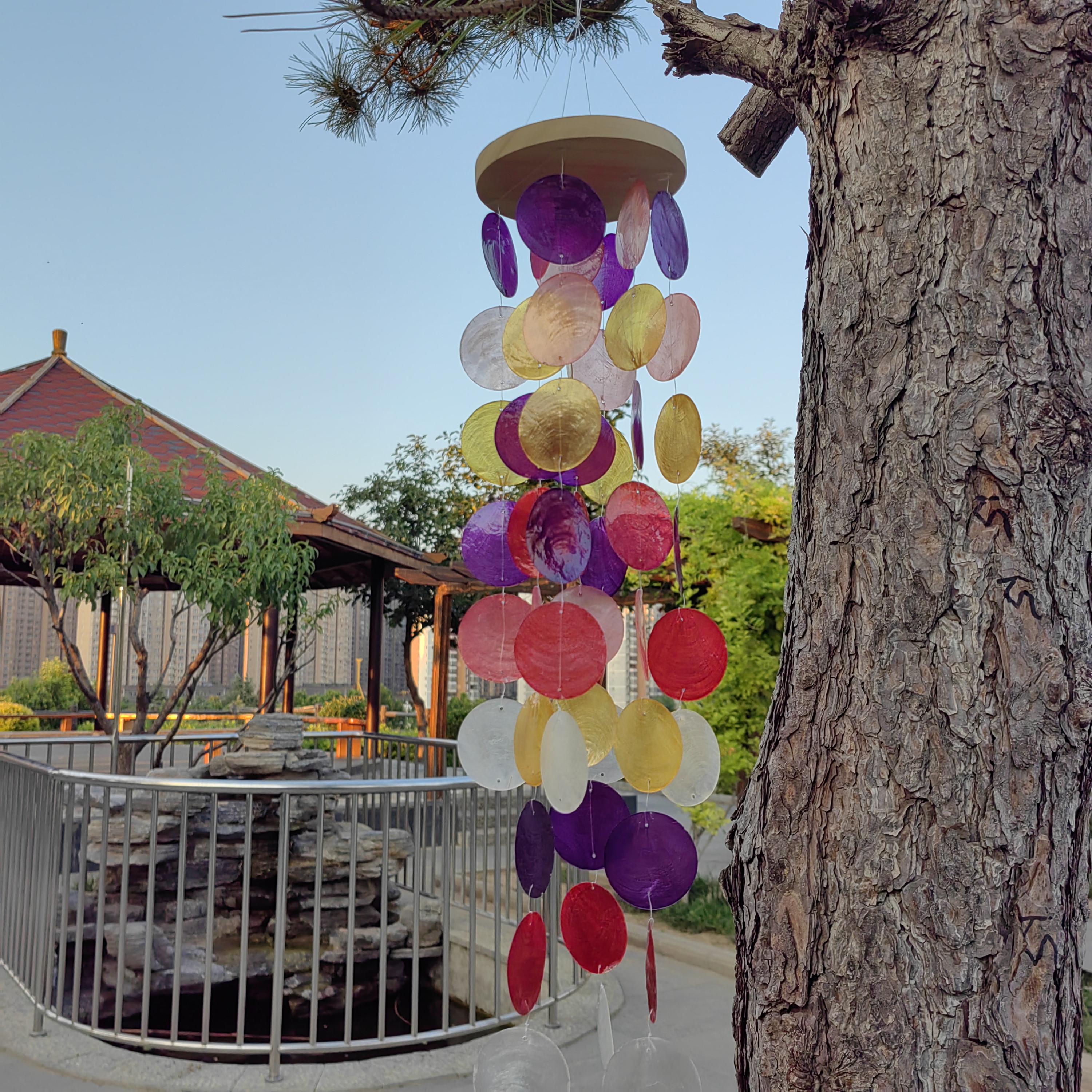 Handmade Rainbow Seashell Wind Chime, Handmade Colorful Shell Chime, B