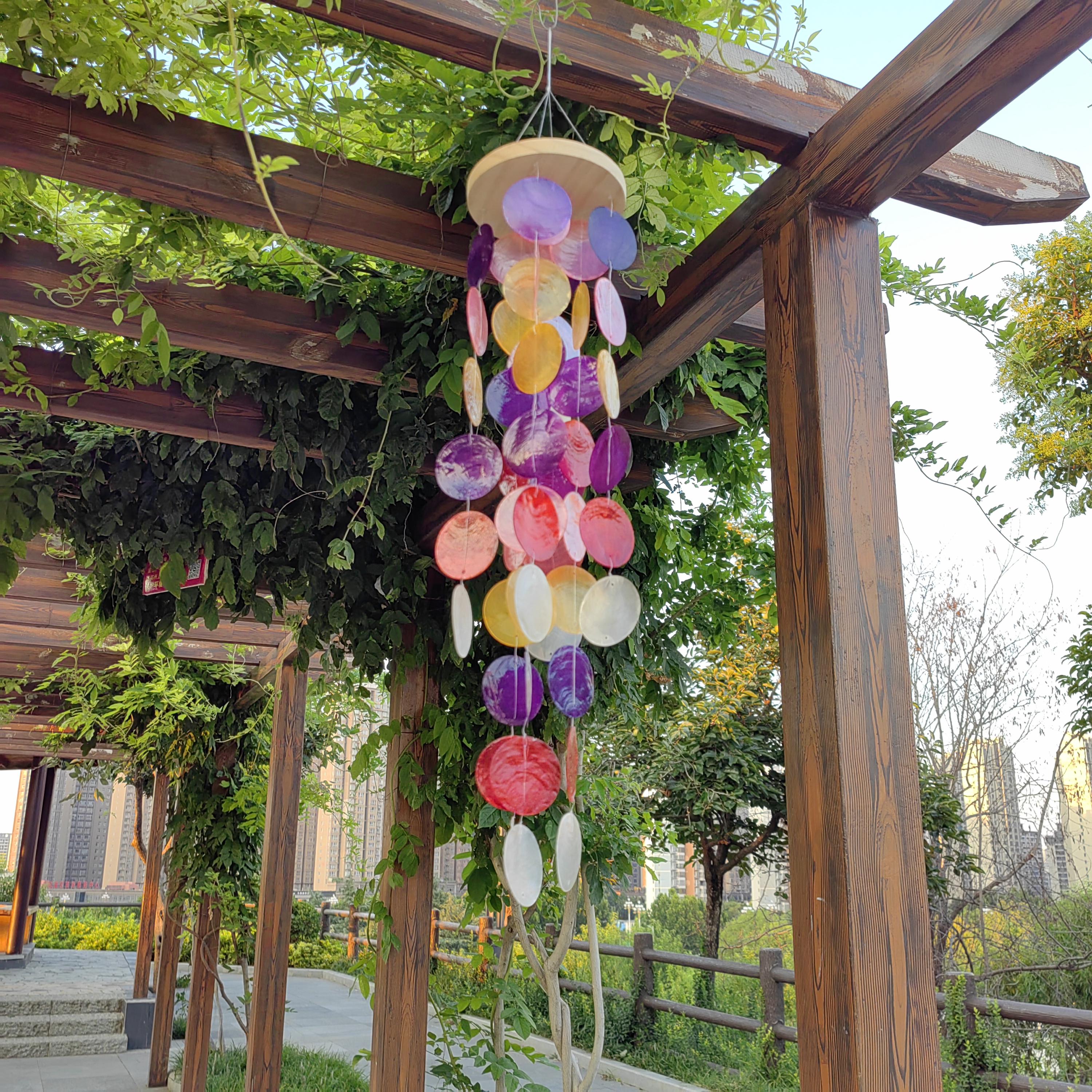 Handmade Rainbow Seashell Wind Chime, Handmade Colorful Shell Chime, B