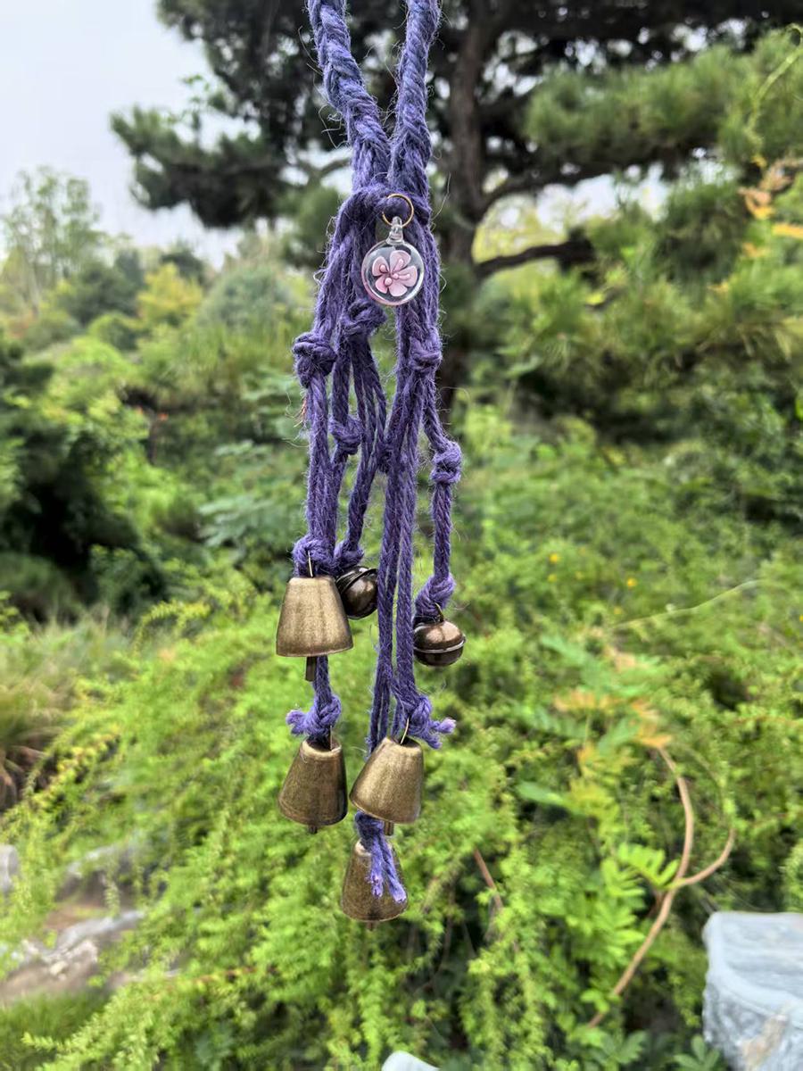 Handmade Woven Purple Witch Bell, Boho Woven Witches Bell for Doorknob, Wicca Witch Bells for Home Protection, Spiritual Housewarming Gift,