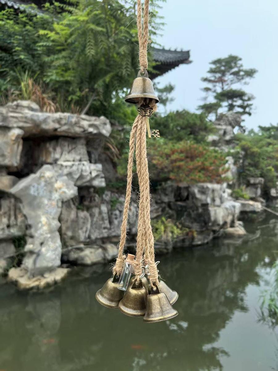 Hanging Witch Bells for Porch, Wicca Witch Bells for Home Protection, Witch Bells Wind Chime for Outdoor, Pagan Decor for Home, Wicca Gift
