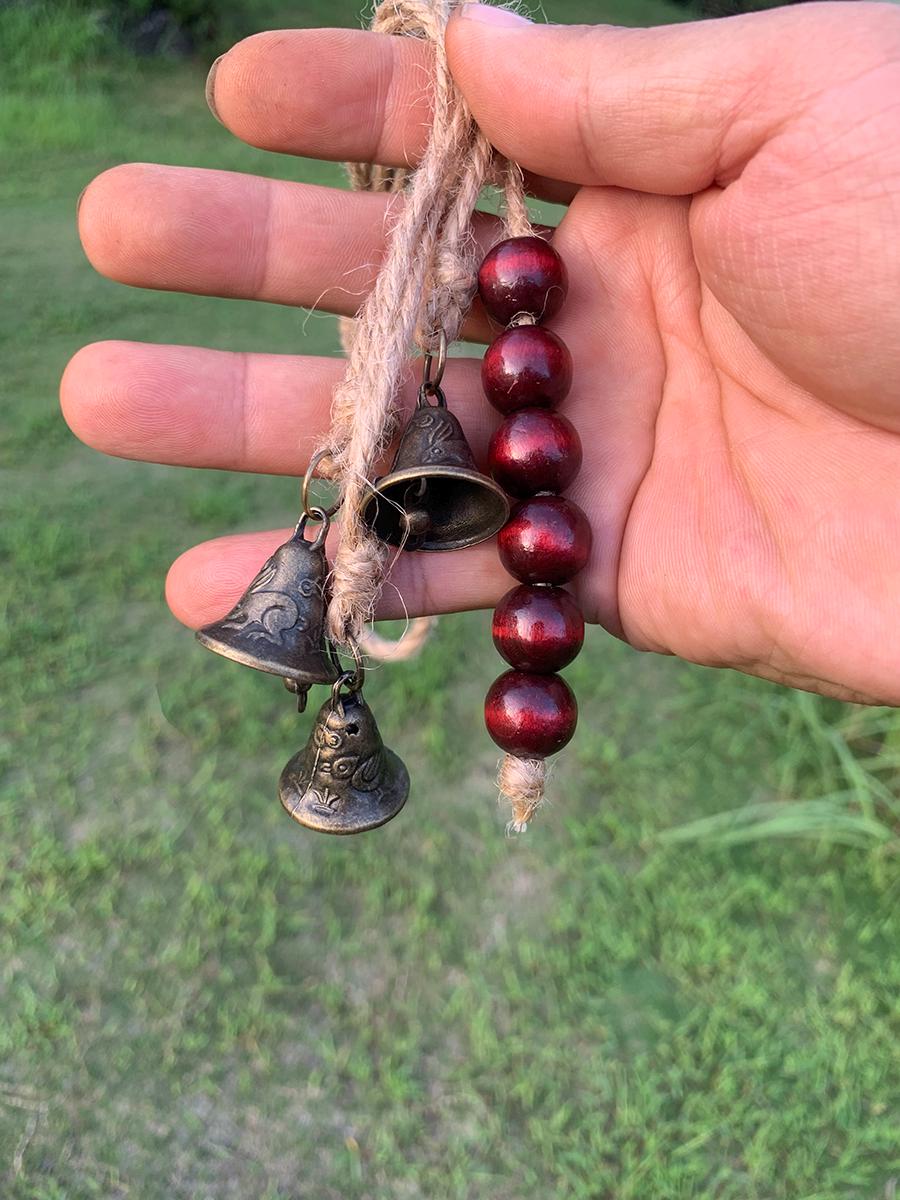 Hanging Bells for Home Protection, Witch Bells for Door Knob, Witch Bells and Bead Door Hangers, Handmade Bell Wind Chime, Home Decor