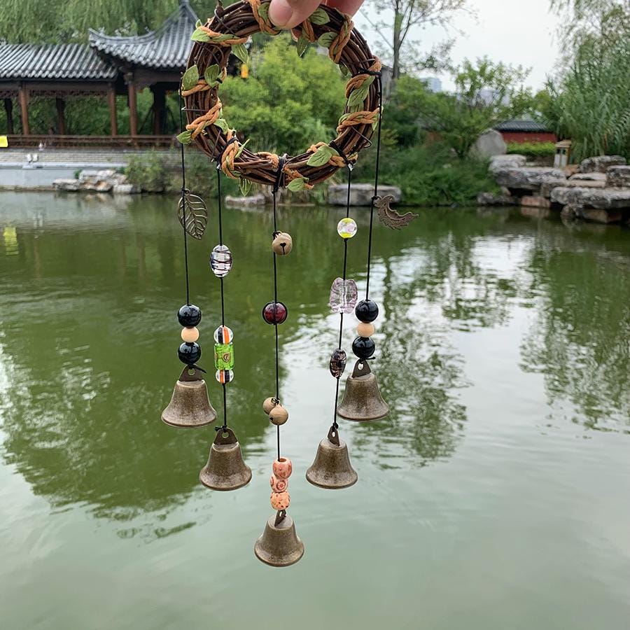 Witch Bells Wreath, Hanging Bells for Door Protection, Green Witch Bells, Door Hangers, Door Ornament,  Pagan Gifts