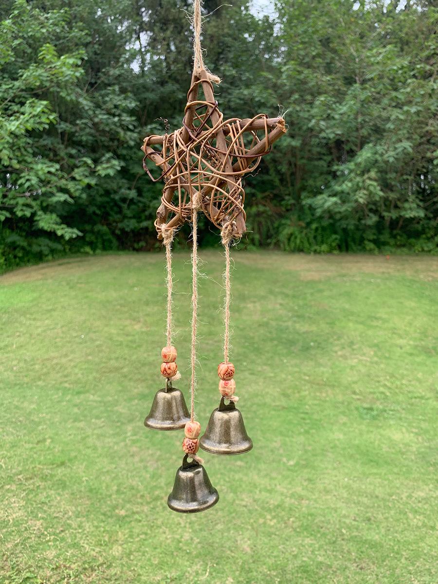 Pentagram Witch Bells for Home Protection, Hanging Wicca Bells for Door Knob, Handmade Pagan Protection Charm for Doors, Pagan Decor
