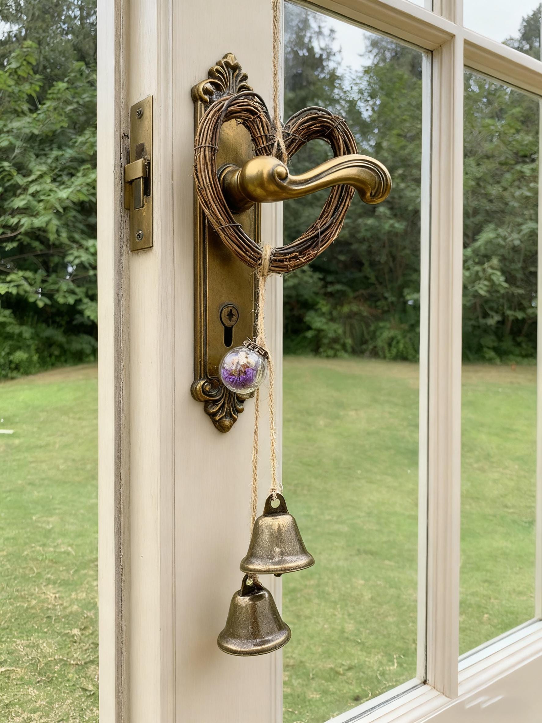 Love Heart Wreath Witch Bells for Door Knob, Handmade Witchcraft Amulet for Home Protection, Witch Bells for Halloween, Gift for Witches