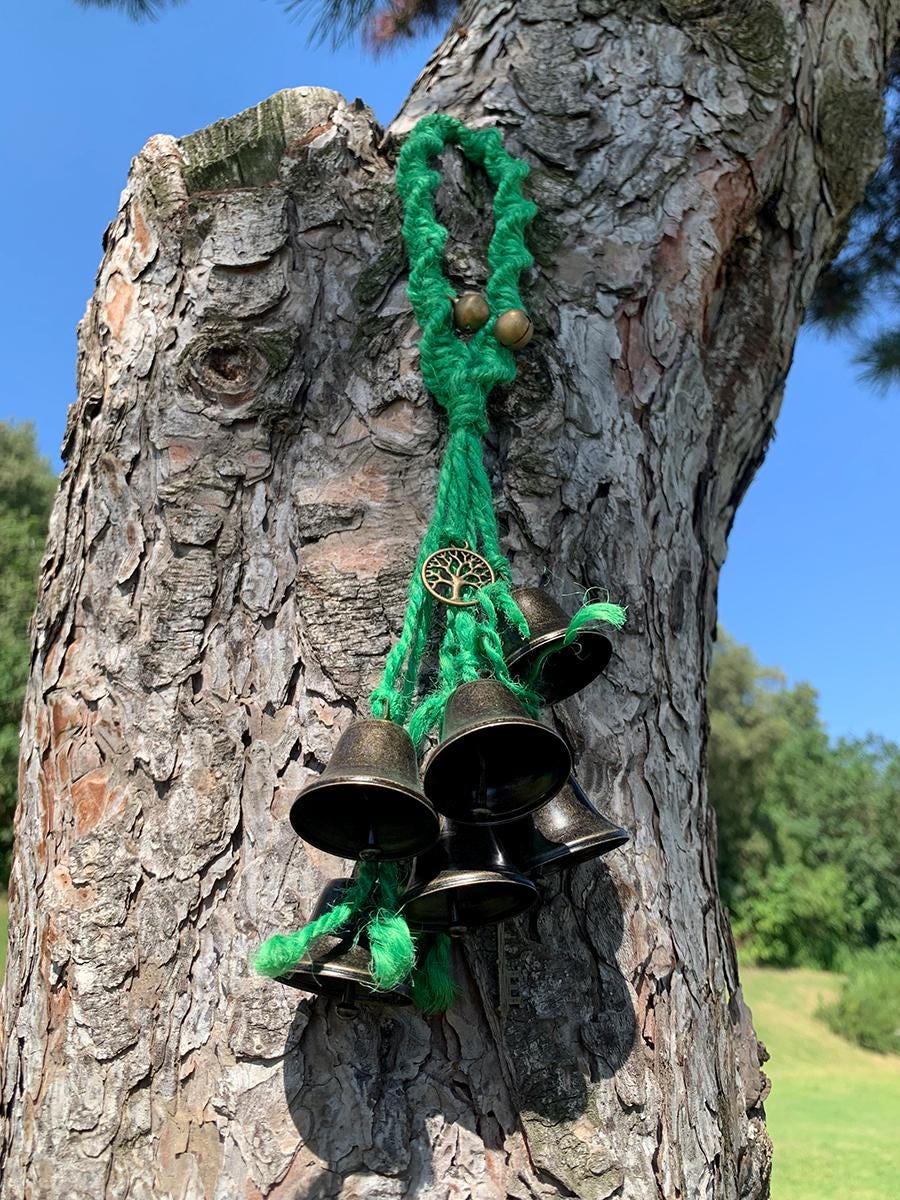 Magic Witch Bells,Wicca Altar House Doorknob Protection Bell, Vintage Bells for Window, Pagan Decor, Wiccan Gifts Witchcraft Decor for Home
