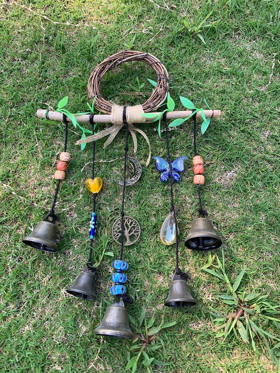 Witch Bells with Bow Tie, Protection Amulet for Wiccan and Traditional Witchcraft, Tree of Life Witches Bells, Bow Tie, Door Protection