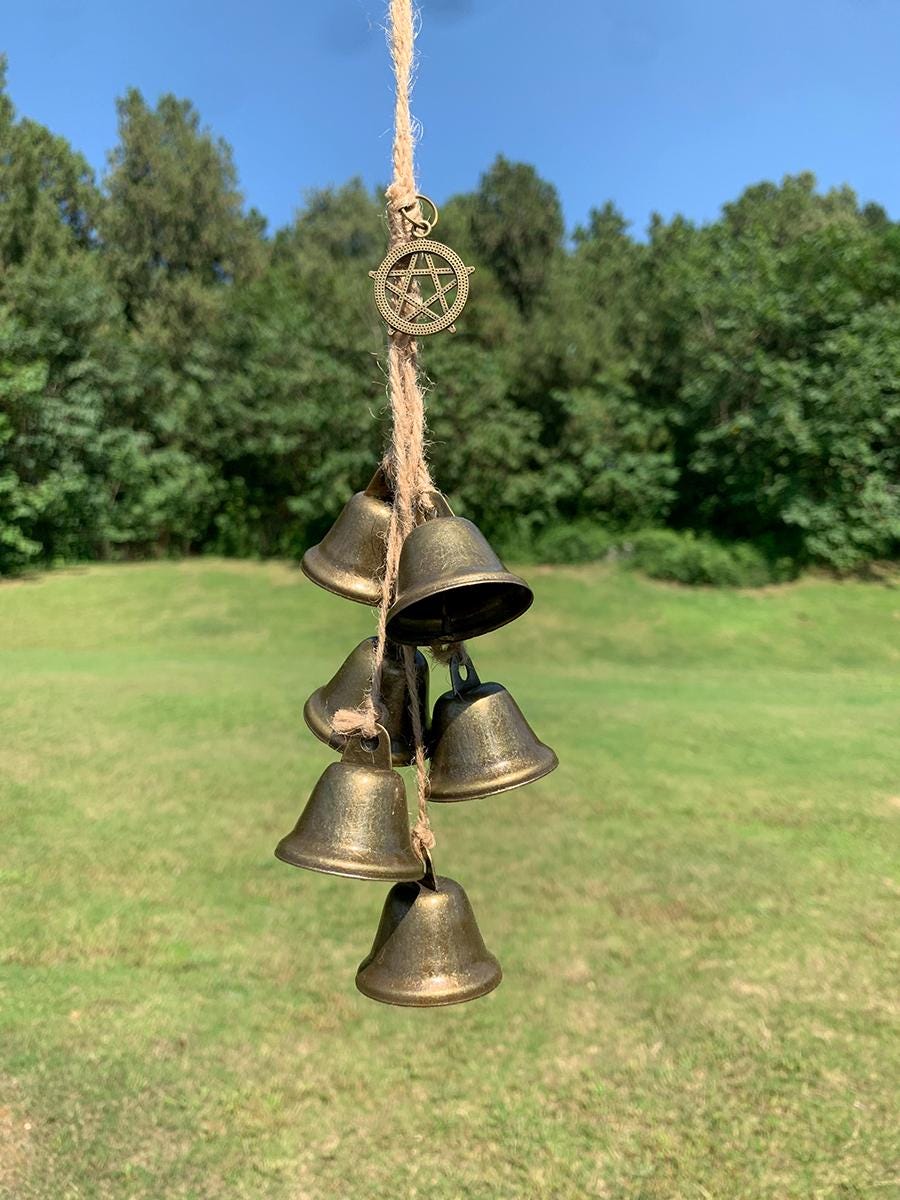 Set of 2 Witch Bells for Home Protection, Hanging Bells for Door Knob, Ward Off Negative Energy from Your Home, Yule Gift for Witchy Friends
