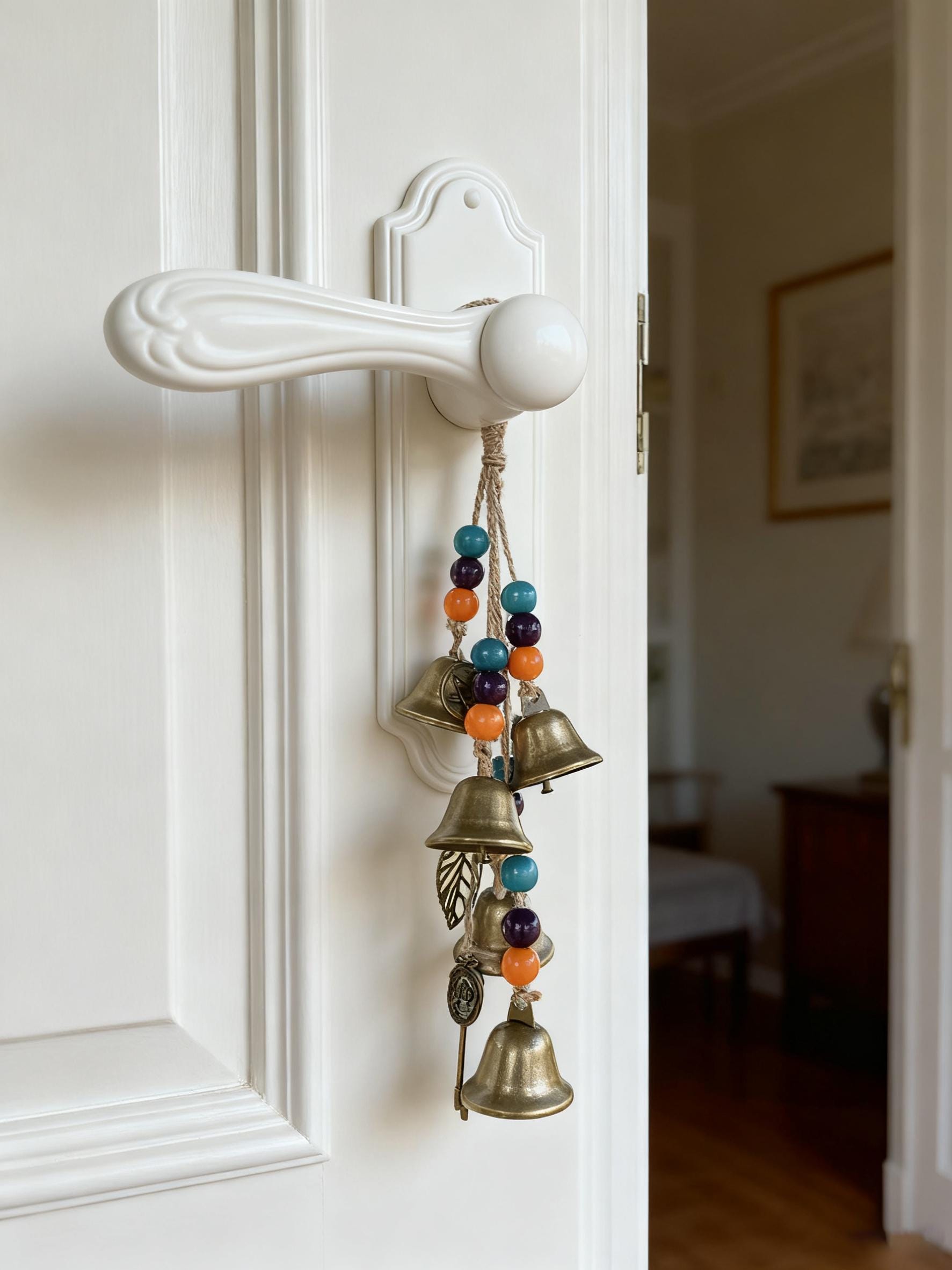 Hanging Bells Gift for Witchy, Witch Bells for Protectio Home, Handmade Witchy Decor, Boho Door Handle Decor