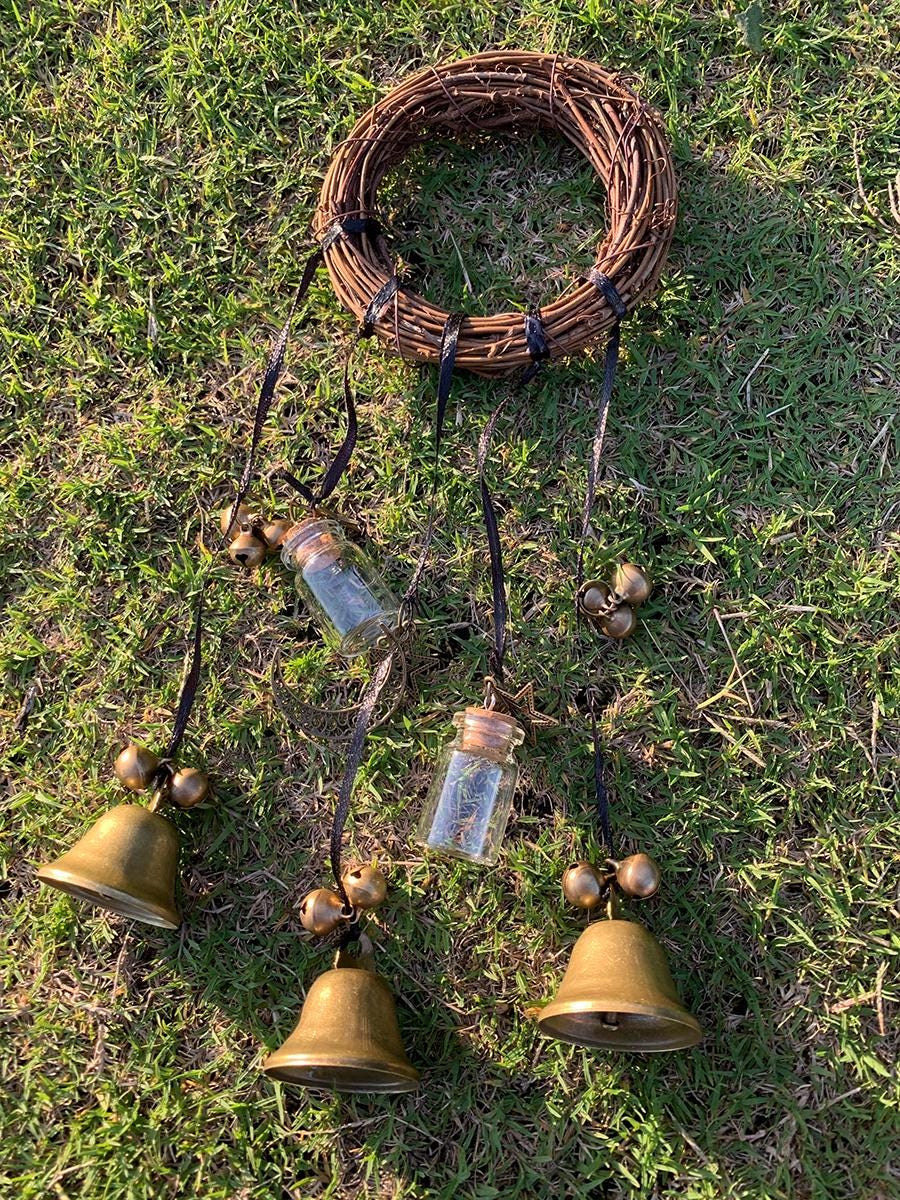Handmade Wreath Witch Bells for Doorknob, Hanging Bells for Home Protection,  Pagan Folk Magic Decor, Door Hanger for Christmas Wreath