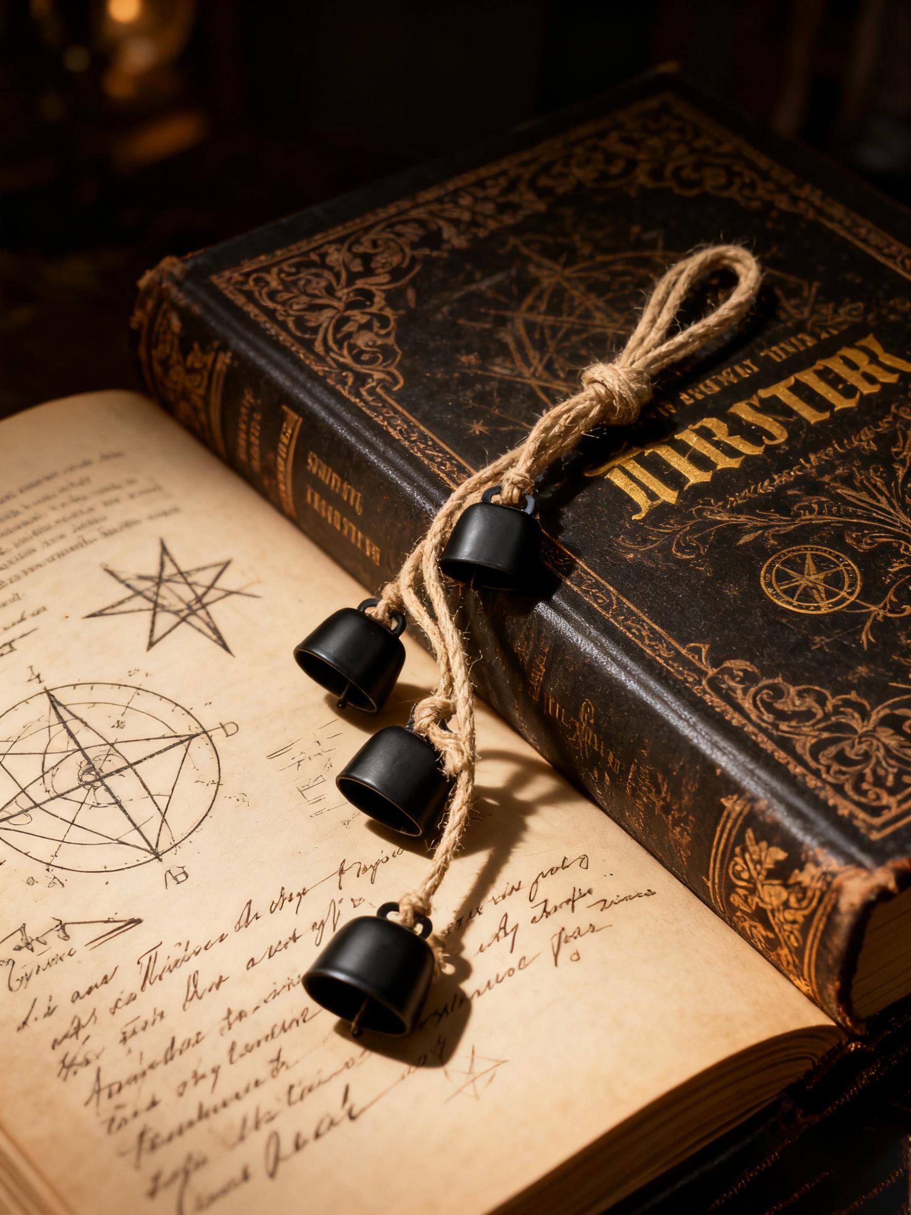 Mystical Witch Bells for Home Protection, Wicca Witch Bells, Pagan Bells for Door Knob, Door Hangers, Ward Off Negative Energy, Wiccan Gift