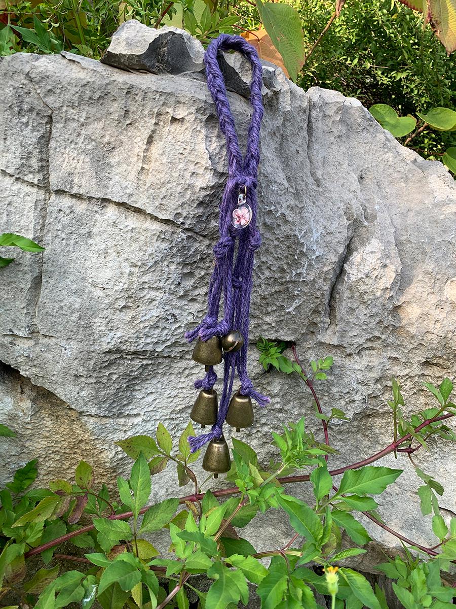 Handmade Woven Purple Witch Bell, Boho Woven Witches Bell for Doorknob, Wicca Witch Bells for Home Protection, Spiritual Housewarming Gift,