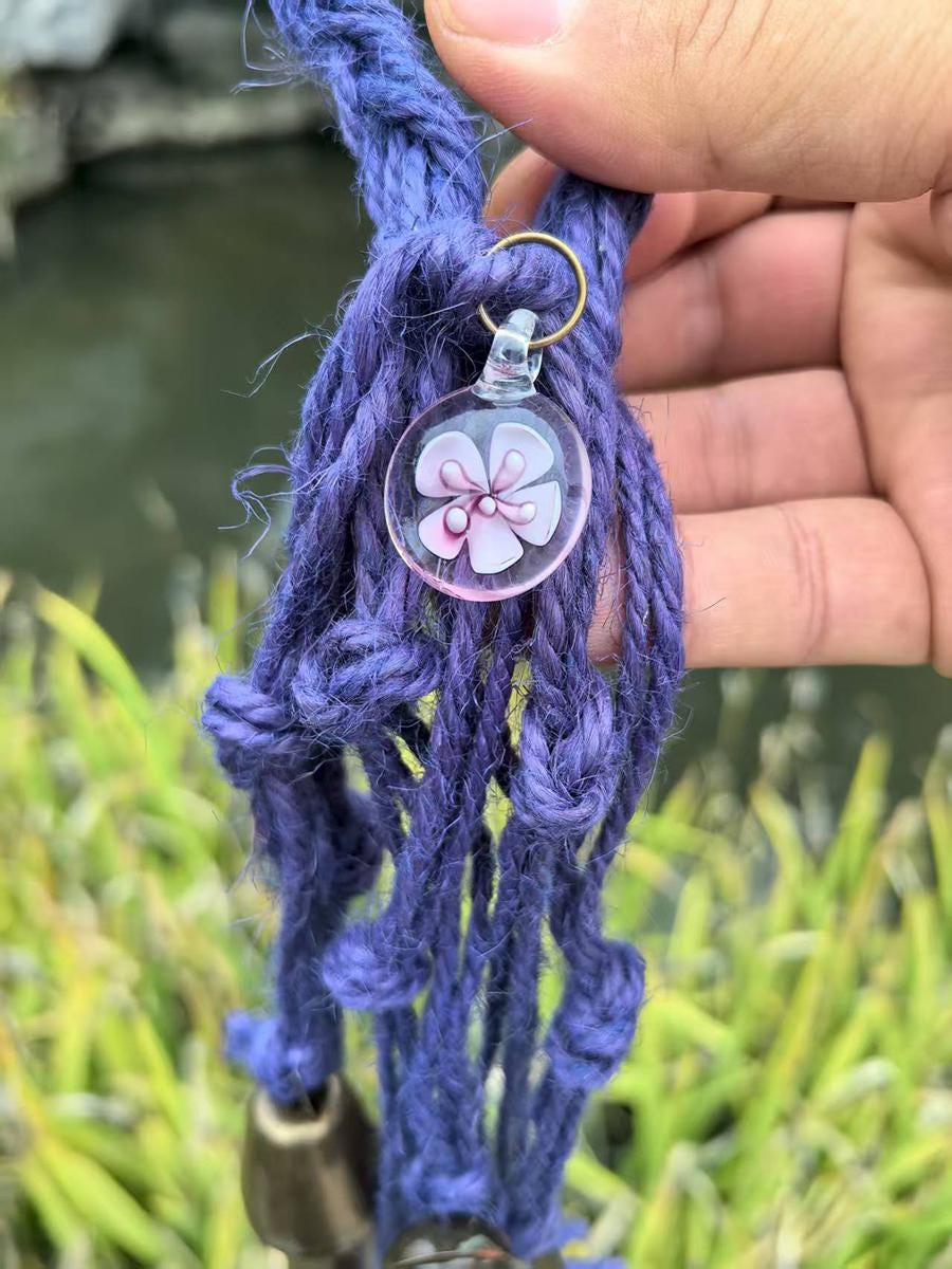 Handmade Woven Purple Witch Bell, Boho Woven Witches Bell for Doorknob, Wicca Witch Bells for Home Protection, Spiritual Housewarming Gift,