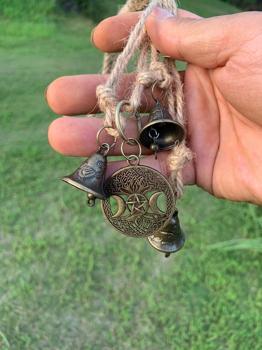Hanging Bells for Home Protection, Witch Bells for Door Knob, Witch Bells and Bead Door Hangers, Handmade Bell Wind Chime, Home Decor