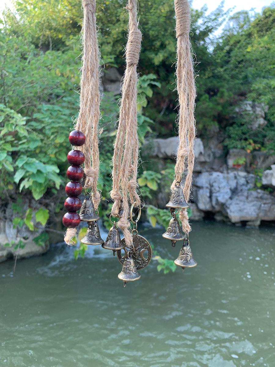 Hanging Bells for Home Protection, Witch Bells for Door Knob, Witch Bells and Bead Door Hangers, Handmade Bell Wind Chime, Home Decor