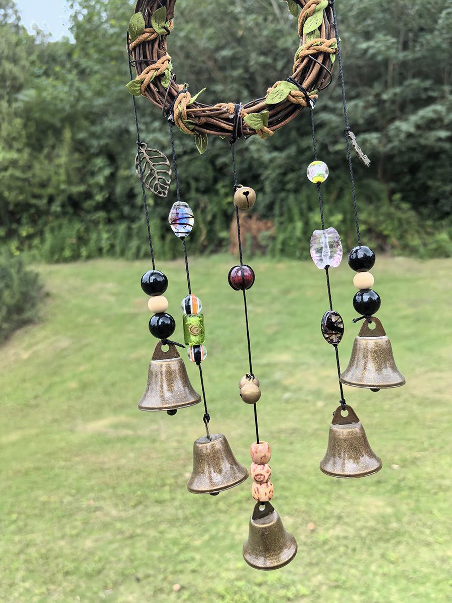 Witch Bells Wreath, Hanging Bells for Door Protection, Green Witch Bells, Door Hangers, Door Ornament,  Pagan Gifts