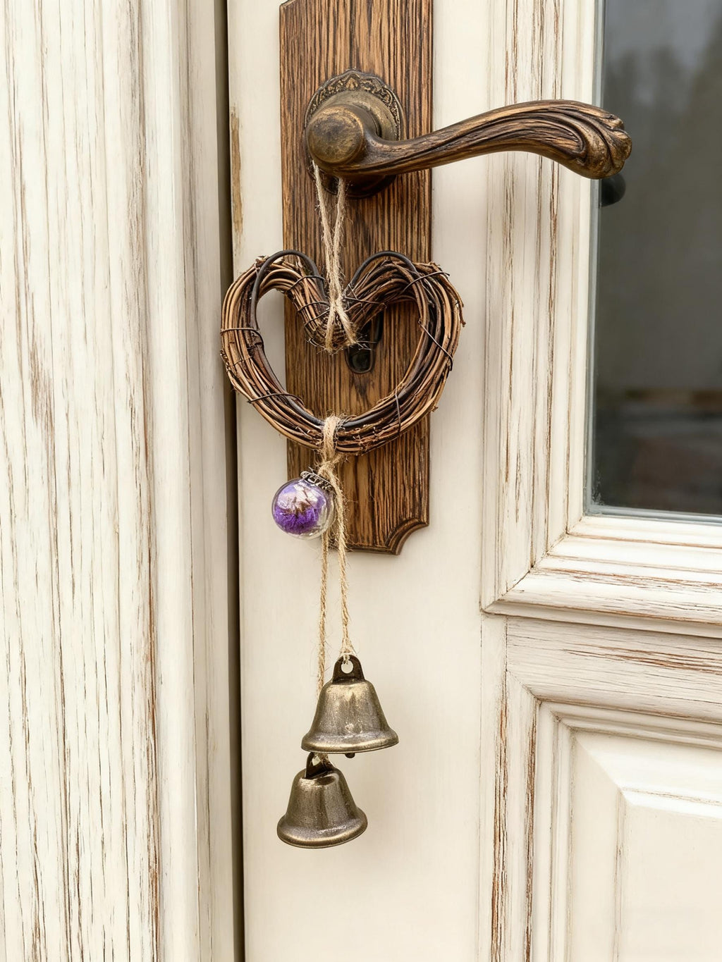 Love Heart Wreath Witch Bells for Door Knob, Handmade Witchcraft Amulet for Home Protection, Witch Bells for Halloween, Gift for Witches