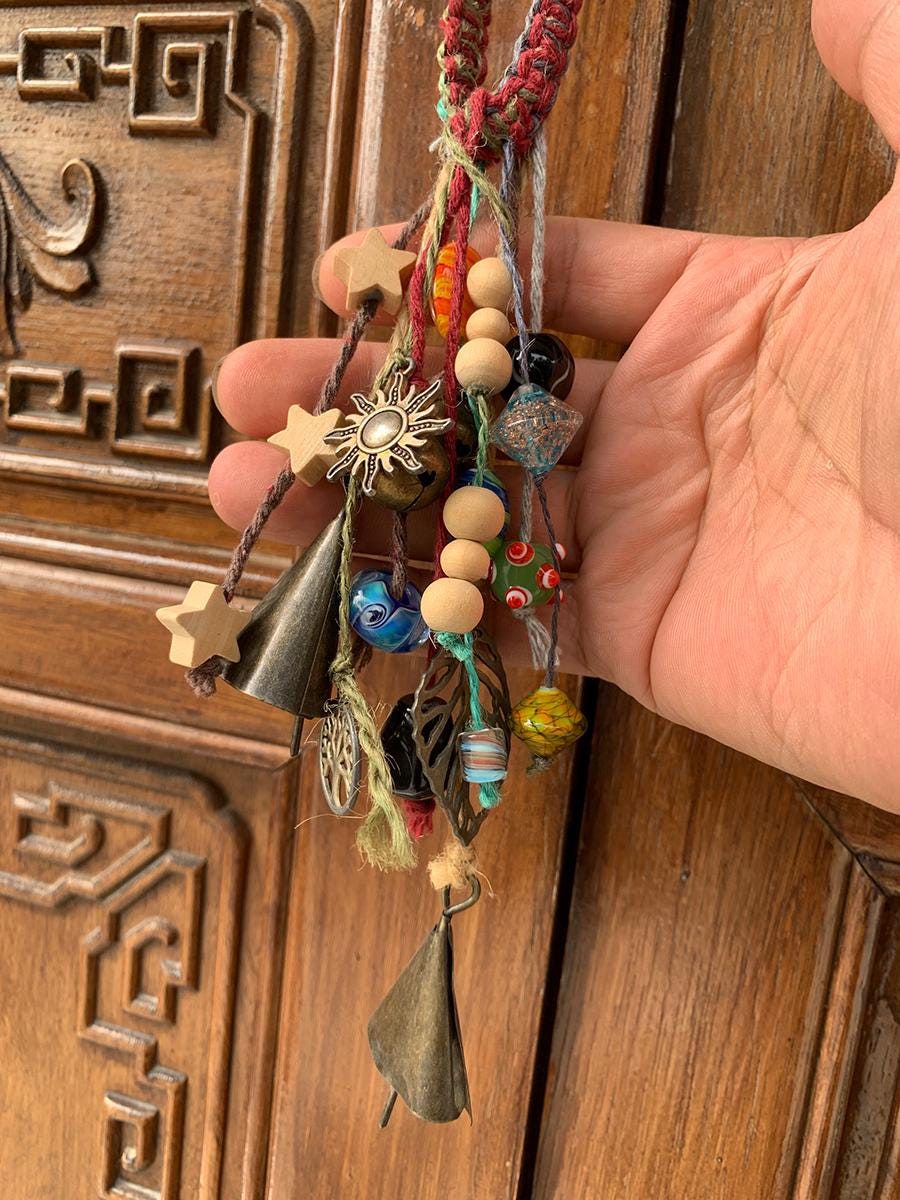 Bohemian Wind Charm, Witch Bells for Door Protection, Hanging Door Knob Protection Bells, Hanging Bells on Rope, Garden Ornaments